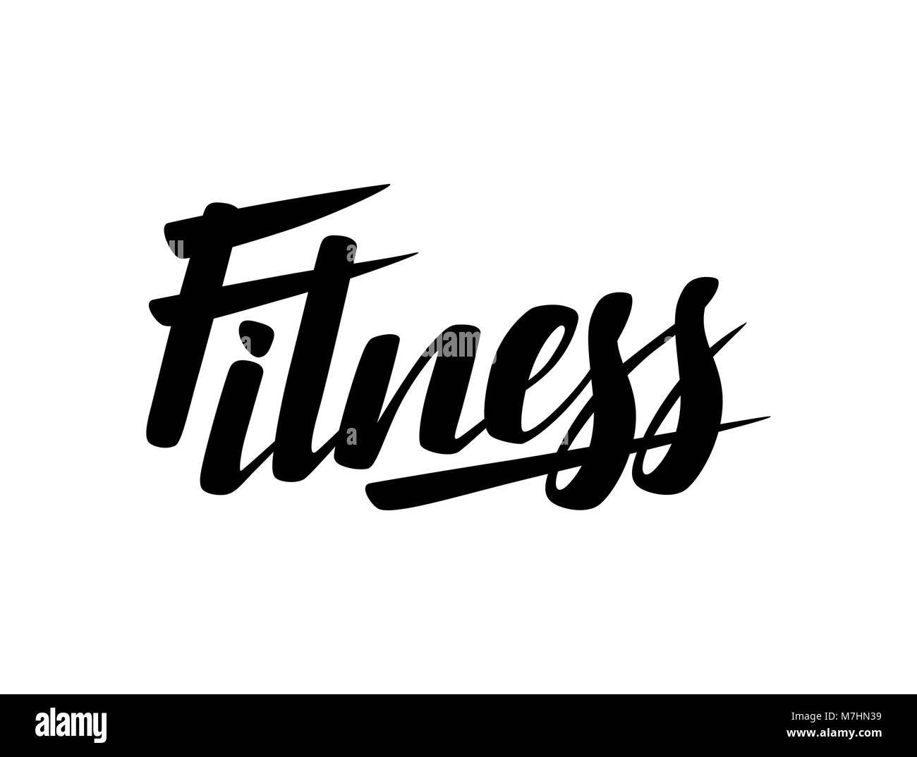 Lettrage Fitness concept de l'affiche. Mot manuscrite pour les bandeaux, impression sur t-shirts, emblème du club de sport Illustration de Vecteur