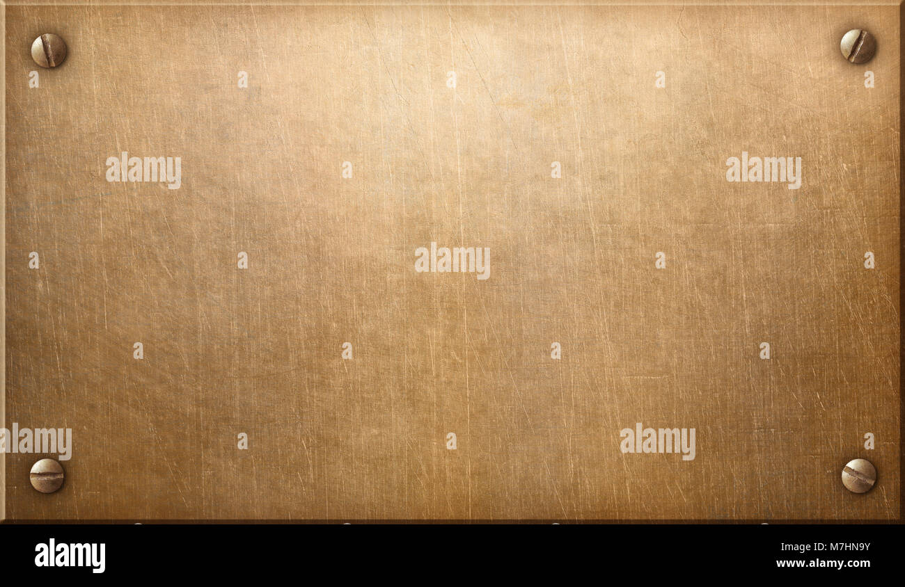 Vieux bronze ou cuivre plaque de métal avec des rivets Banque D'Images