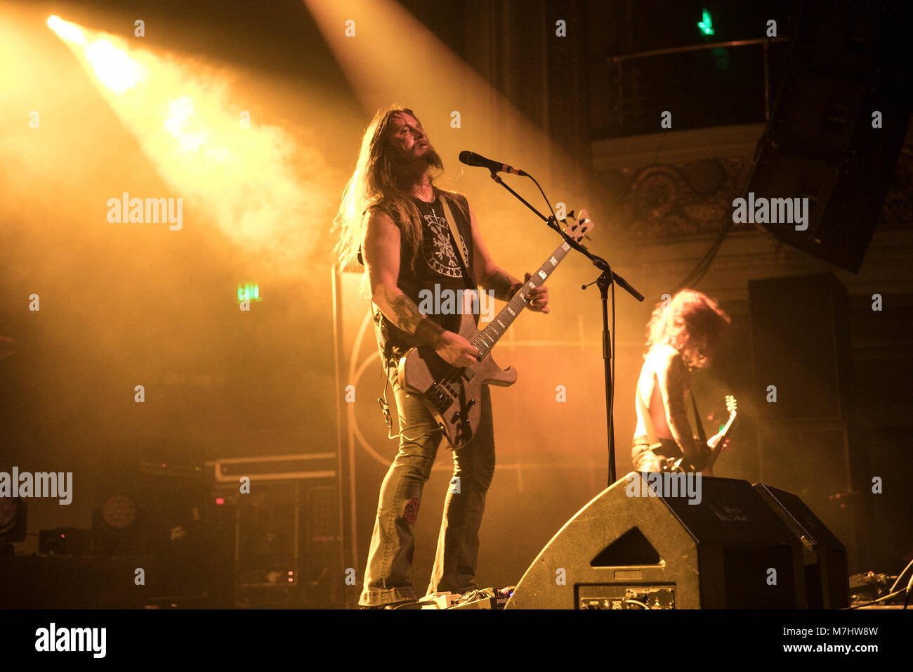 San Francisco, USA. 09Th Mar, 2018. Grutle Kjellson de Enslaved effectue le 9 mars 2018 à la salle de bal Regency à San Francisco, Californie. Crédit : l'accès Photo/Alamy Live News Banque D'Images