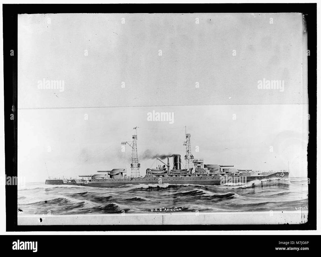 L'U.S.S. Arizona, un cuirassé de l'United States Navy, connu pour son naufrage lors de l'attaque de Pearl Harbor en 1941. Banque D'Images