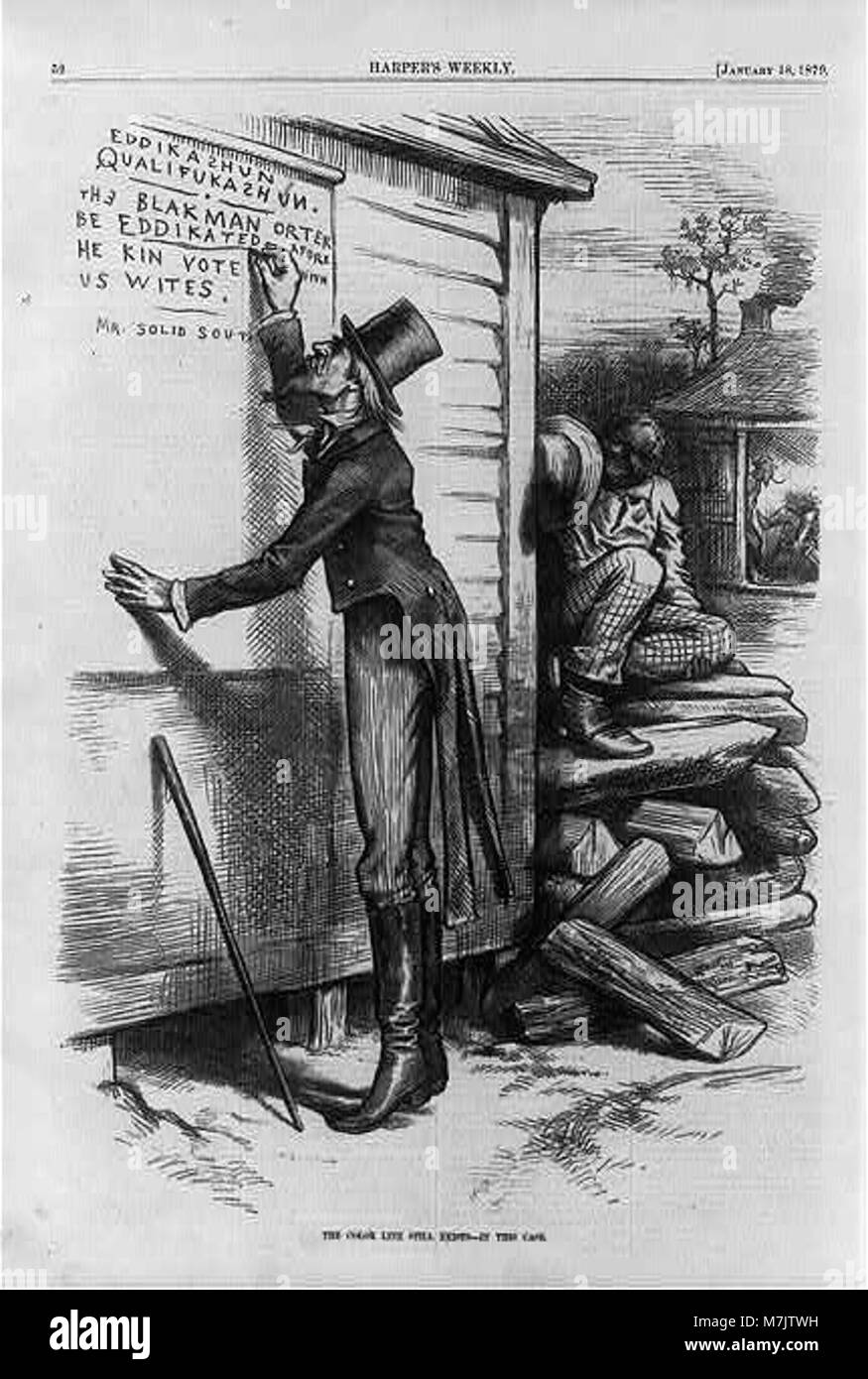 Une photographie historique abordant la ségrégation raciale, mettant en évidence la persistance de la ligne de couleur dans un contexte particulier. L’image transmet les enjeux sociaux et les divisions raciales de l’époque. Banque D'Images