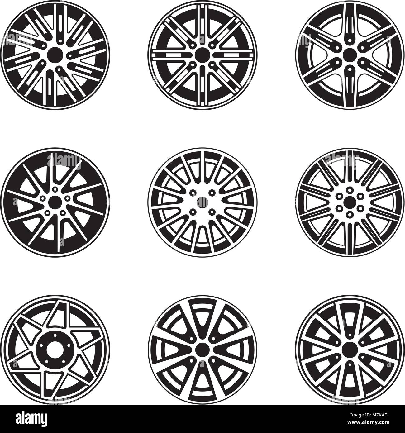 Ensemble de roue et la jante d'icônes. Vector illustration Image ...