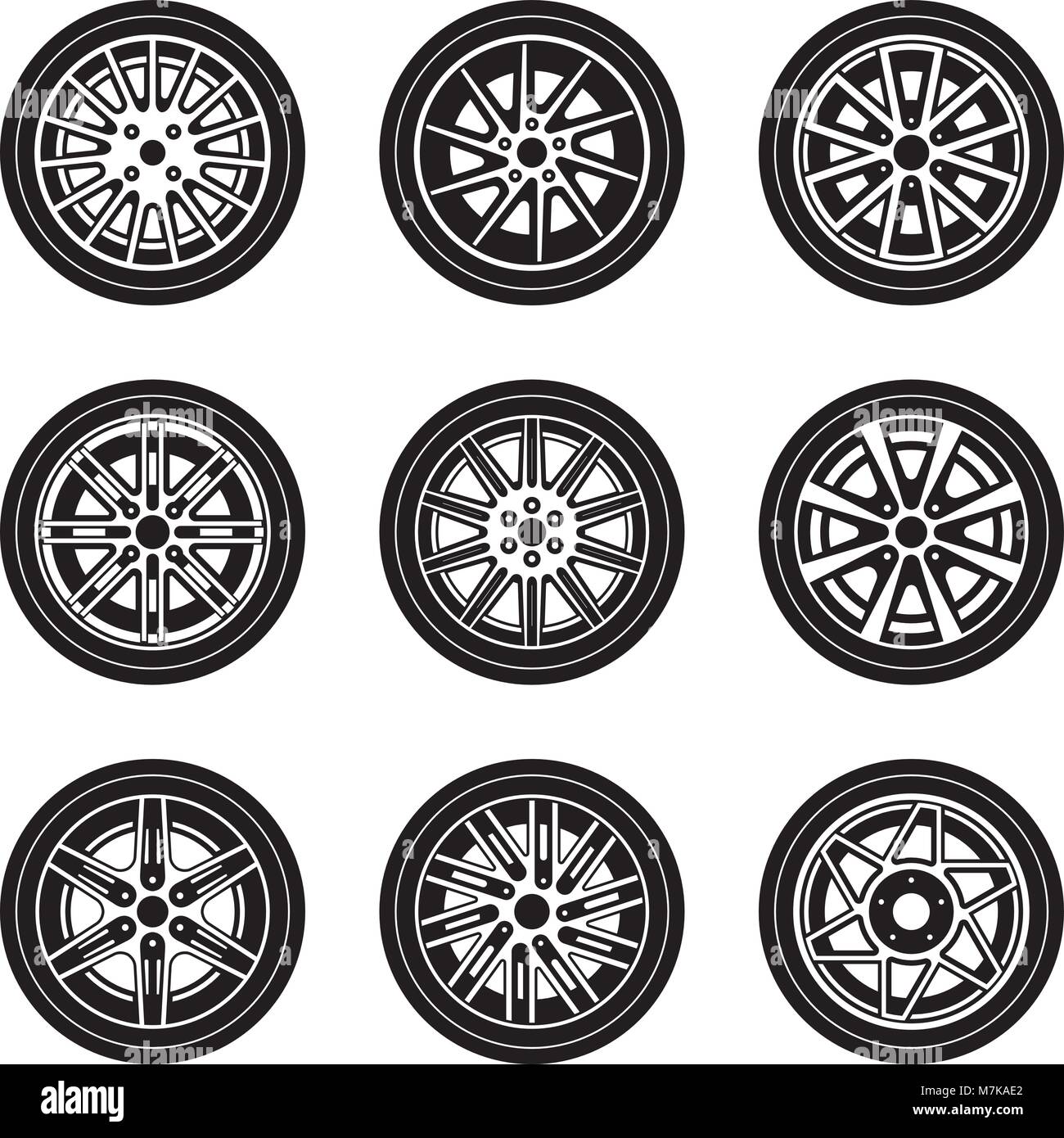 Roue de voiture et la jante icon set. Vector illustration Image ...