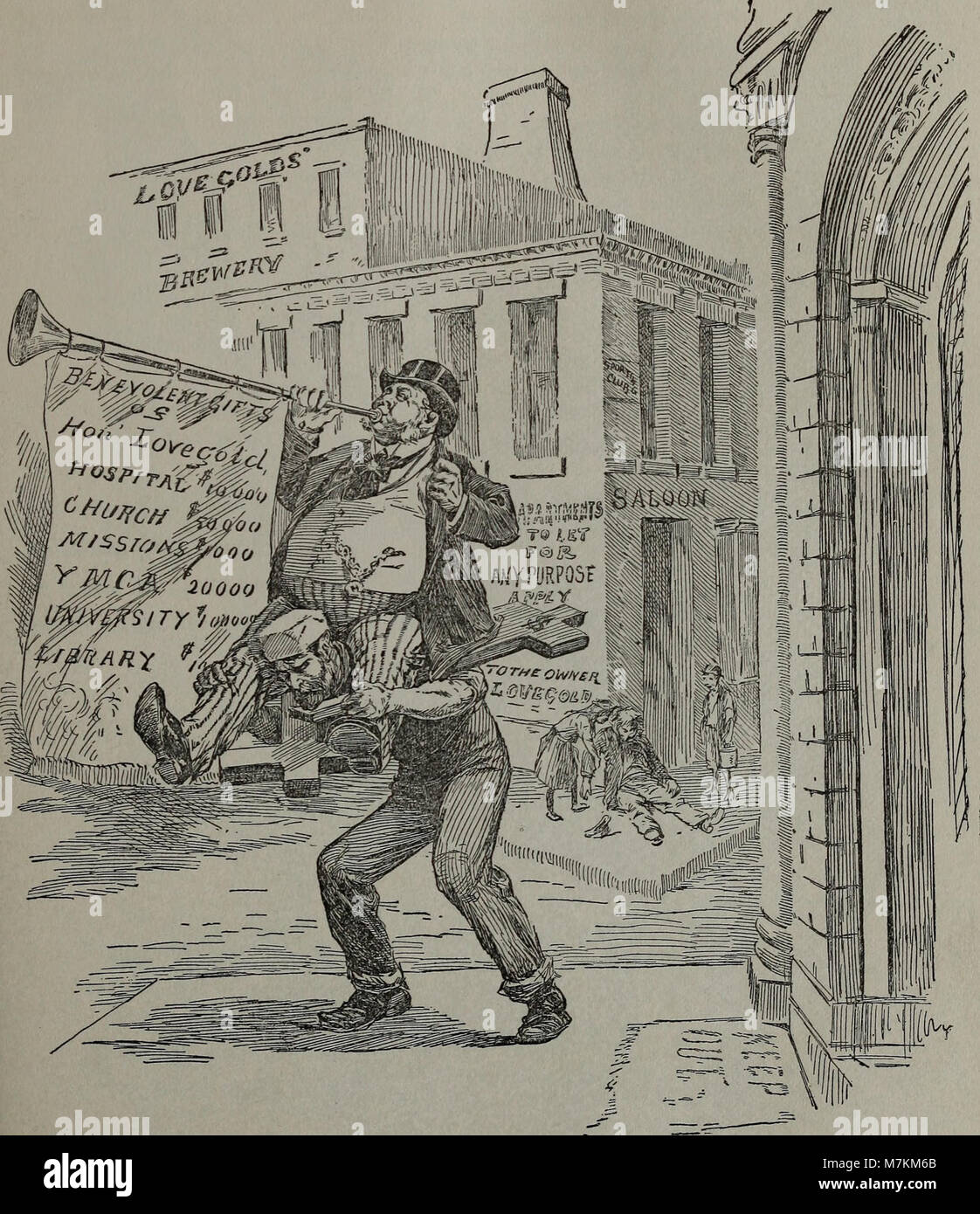 Un numéro de 1902 de The Ram’s Horn, contenant des commentaires religieux et moraux à travers des éditoriaux illustrés abordant des thèmes de réforme sociale au début du XXe siècle en Amérique. Banque D'Images