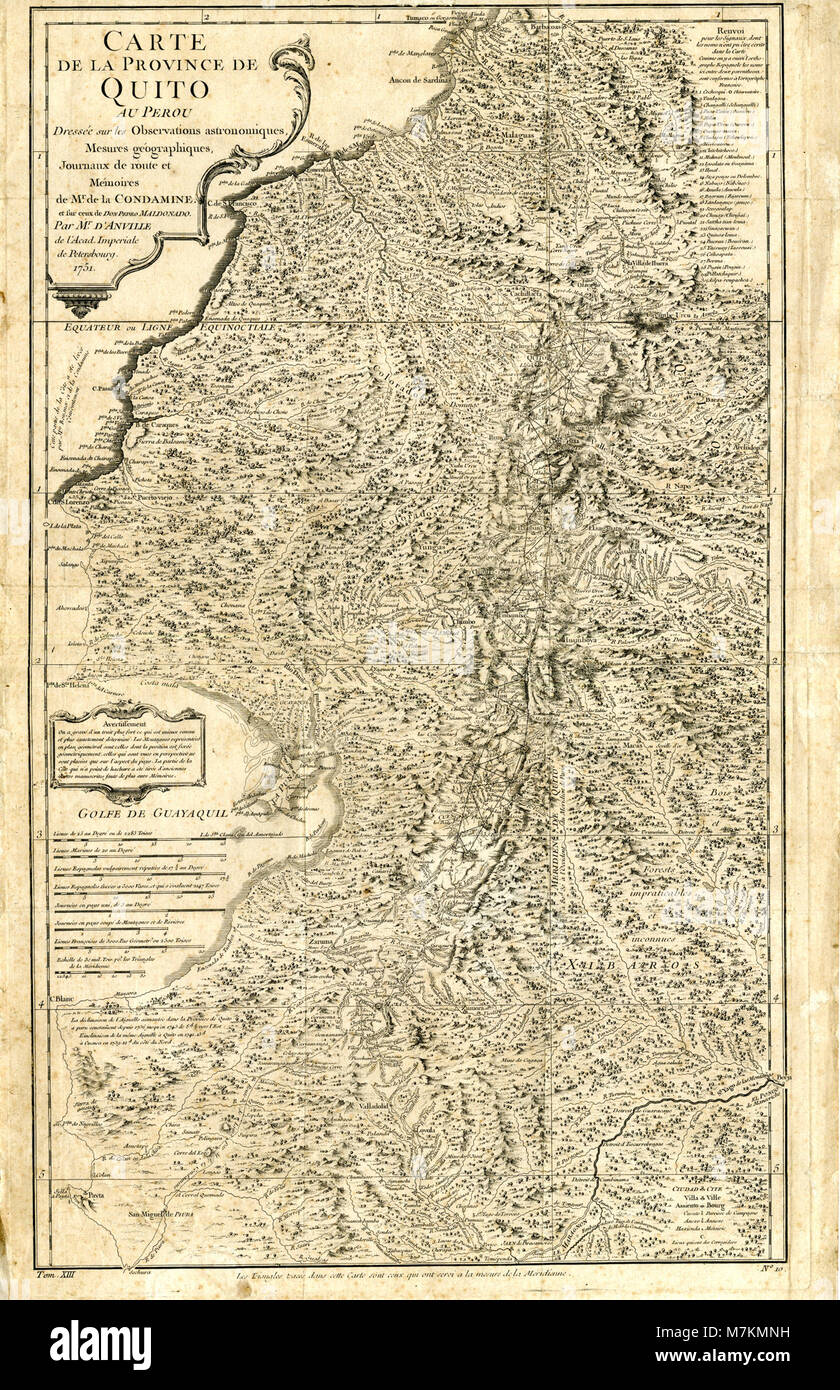 Carta Geográfica de la Costa Occidental en la Audiencia del Quito (1751), por Jorge Juan y Antonio de Ulloa - AHG Banque D'Images