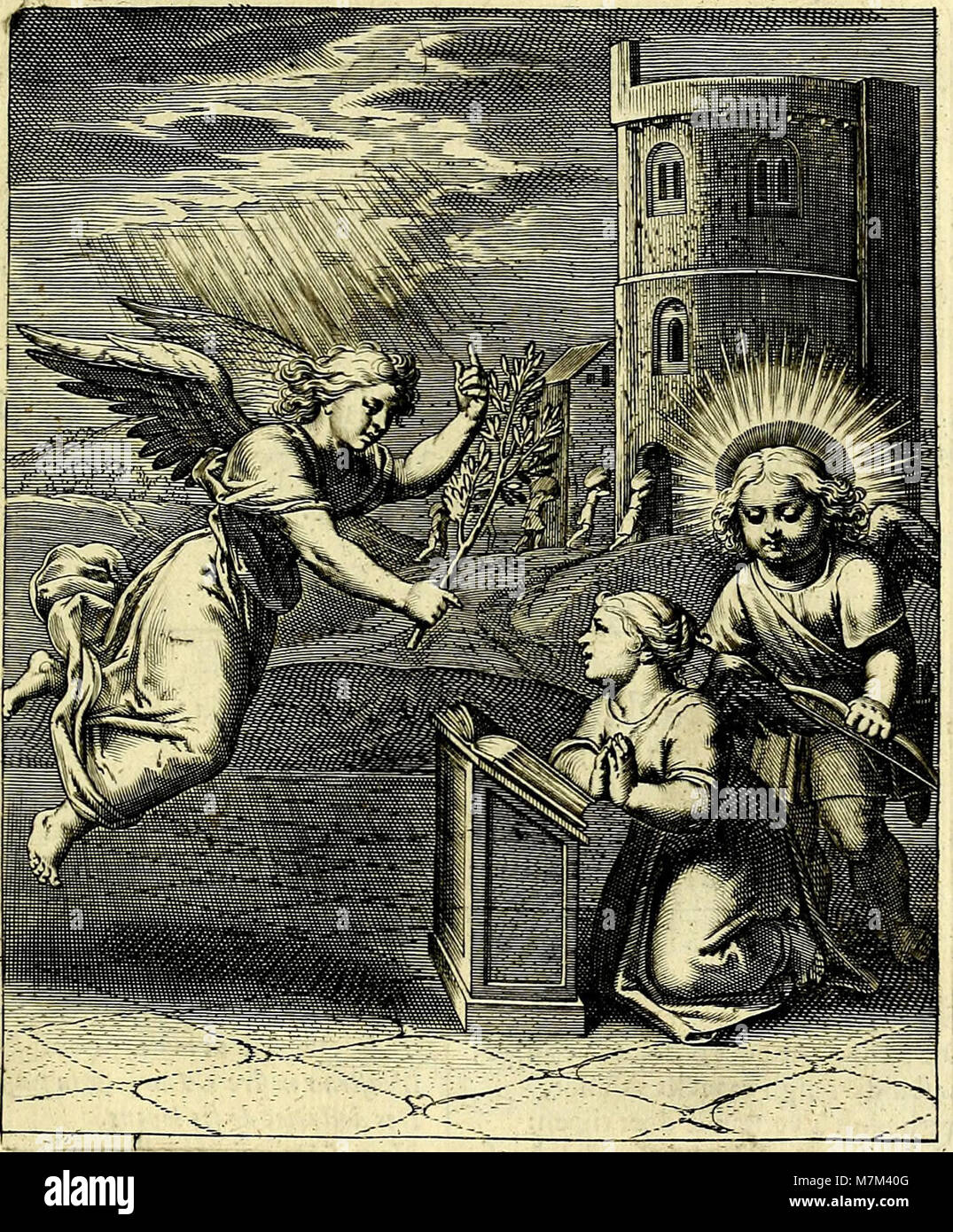 L’Amoris Divini Emblemata de 1660, créé par Otto van Veen, est un livre emblématique illustrant des allégories de l’amour divin à travers des gravures symboliques combinant art et théologie à l’époque baroque. Banque D'Images