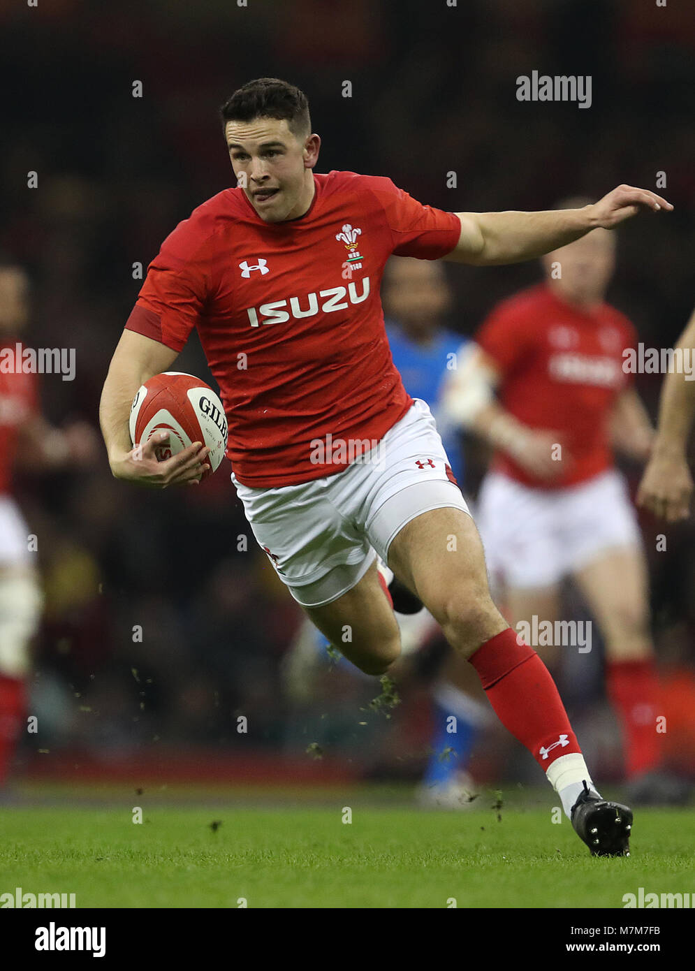 Pays de Galles' Owen Watkin durant la NatWest 6 Nations match au stade de la Principauté, Cardiff. ASSOCIATION DE PRESSE Photo. Photo date : dimanche 11 mars 2018. Voir histoire RUGBYU PA au Pays de Galles. Crédit photo doit se lire : David Davies/PA Wire. RESTRICTIONS : Utiliser l'objet de restrictions. Usage éditorial uniquement. Strictement aucun usage commercial. Pas d'utilisation dans des livres sans l'autorisation écrite préalable de la société. Banque D'Images