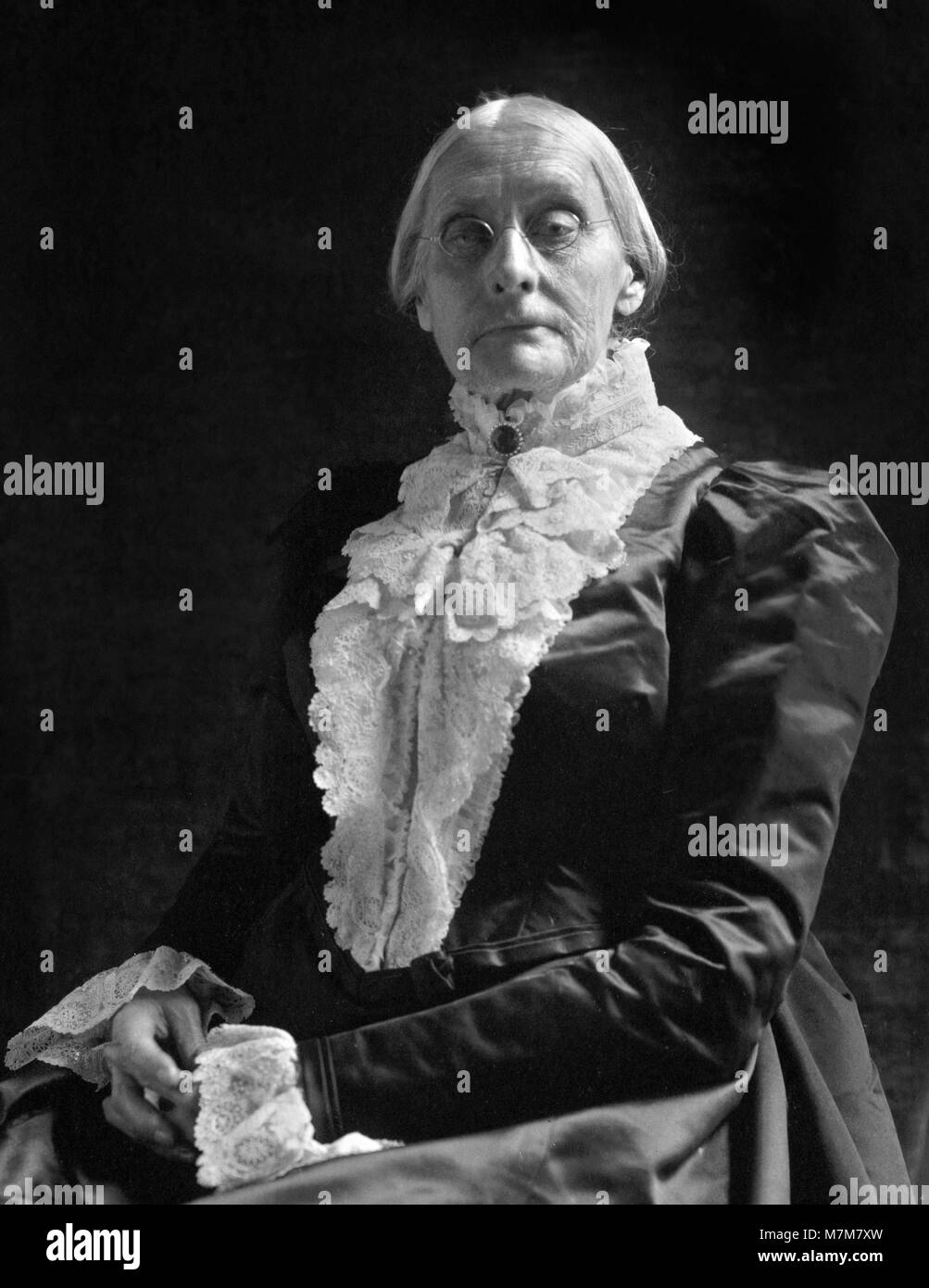 Susan B Anthony. Portrait de Susan Brownell Anthony (1820-1906), American s'effrite et réformateur social, par Frances Benjamin Johnston. Banque D'Images