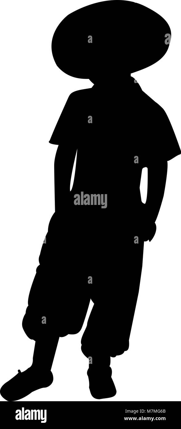 Silhouette d'un enfant dans une cap vector illustration Illustration de Vecteur
