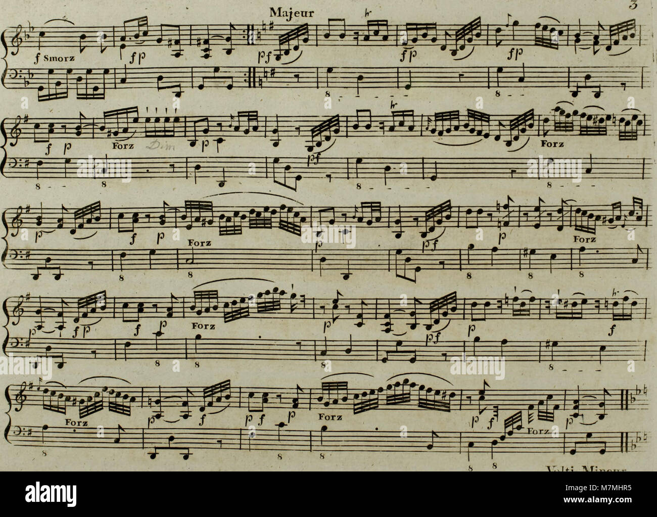 Arrangement musical de 1795 du célèbre Andante de Joseph Haydn, transcrit pour harpe avec accompagnement de violon optionnel. Cette œuvre reflète la performance de musique classique et les pratiques d'arrangement de la fin du XVIIIe siècle. Banque D'Images