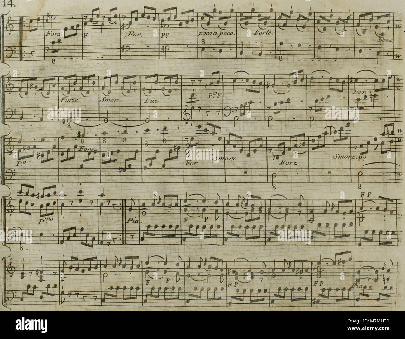 Cet arrangement de 1795 du célèbre « Andante » de Haydn pour harpe avec accompagnement optionnel du violon démontre l'instrumentation classique et l'adaptation musicale du XVIIIe siècle. Banque D'Images