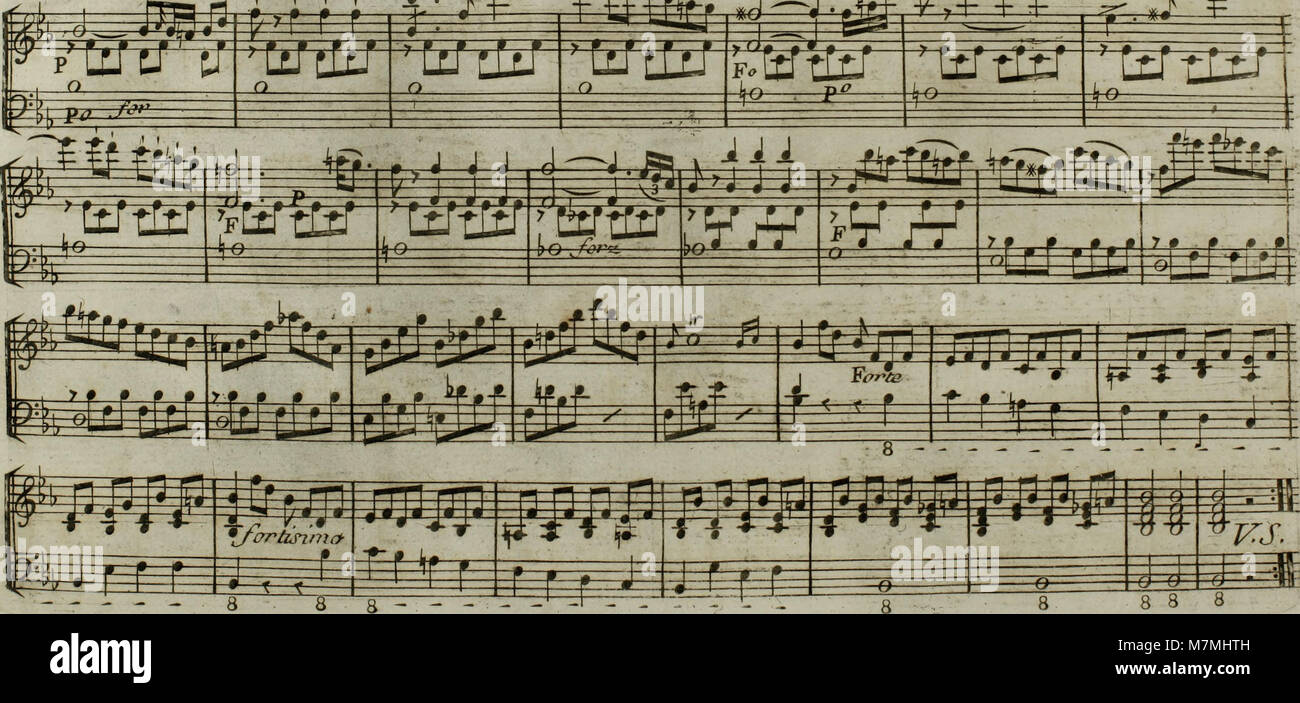 Cette composition musicale de 1795, « Andante du célèbre Haydn », est arrangée pour harpe avec accompagnement de violon facultatif, reflétant le style classique de l’époque de Joseph Haydn et les traditions de musique de chambre de la fin du XVIIIe siècle. Banque D'Images