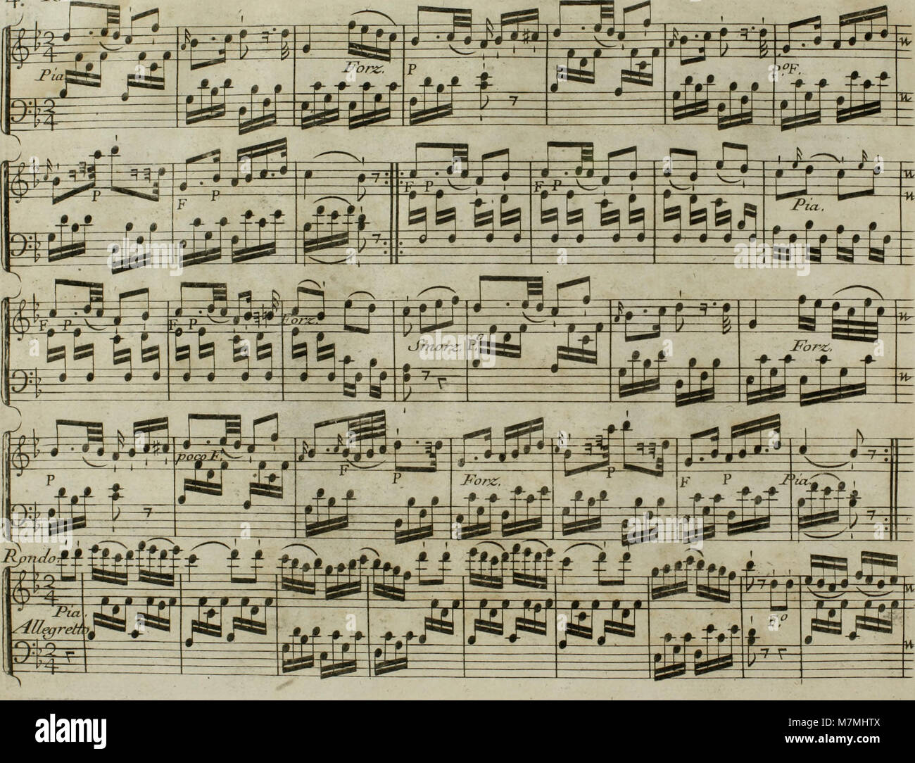 Une édition de 1795 du célèbre Andante de Haydn arrangé pour harpe et violon optionnel, mettant en évidence l'arrangement musical européen du XVIIIe siècle et la tradition de performance. Banque D'Images