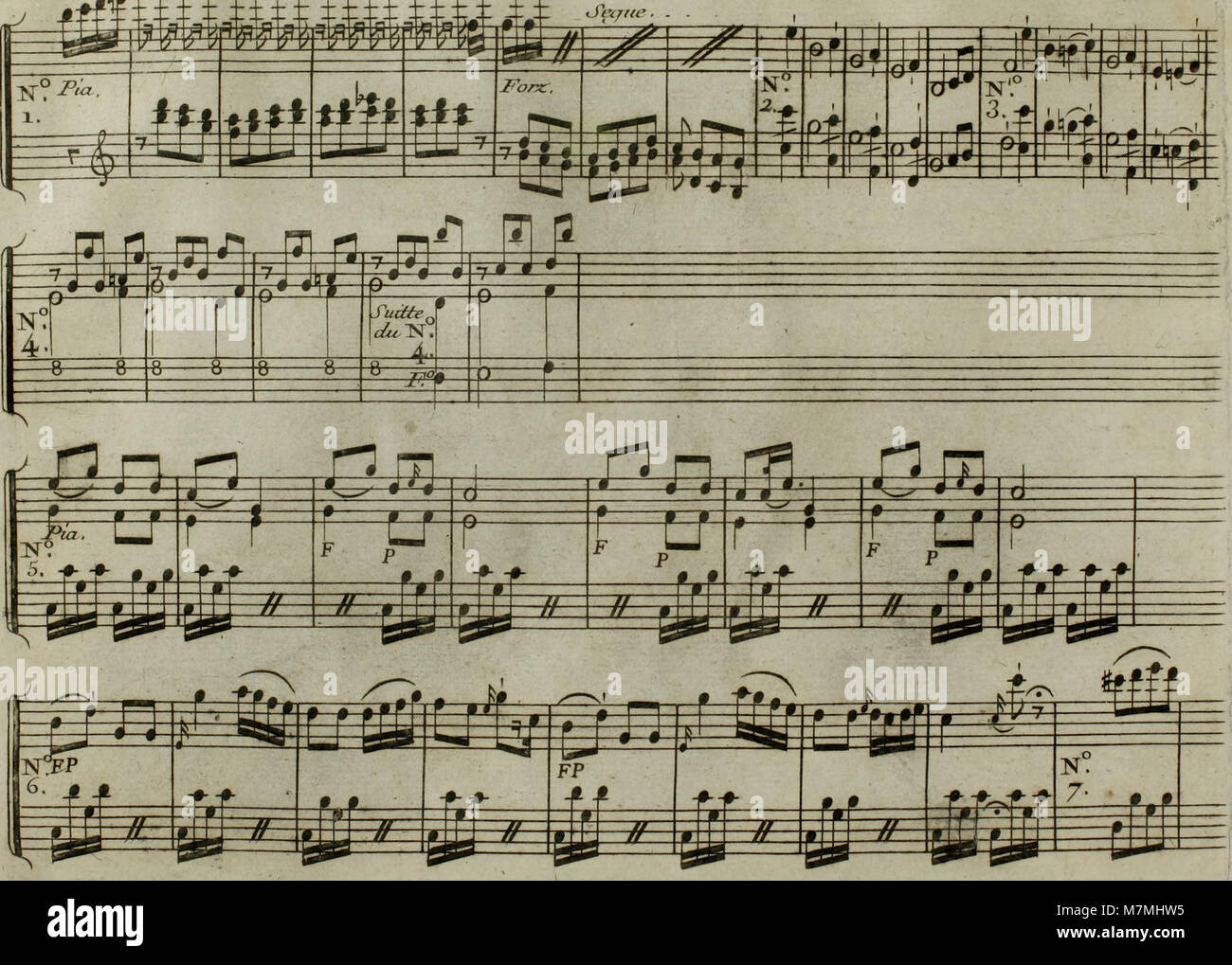 Un arrangement musical de 1795 du célèbre Andante de Joseph Haydn, transcrit pour harpe avec accompagnement de violon optionnel, reflétant les pratiques de la performance de chambre de l’ère classique. Banque D'Images