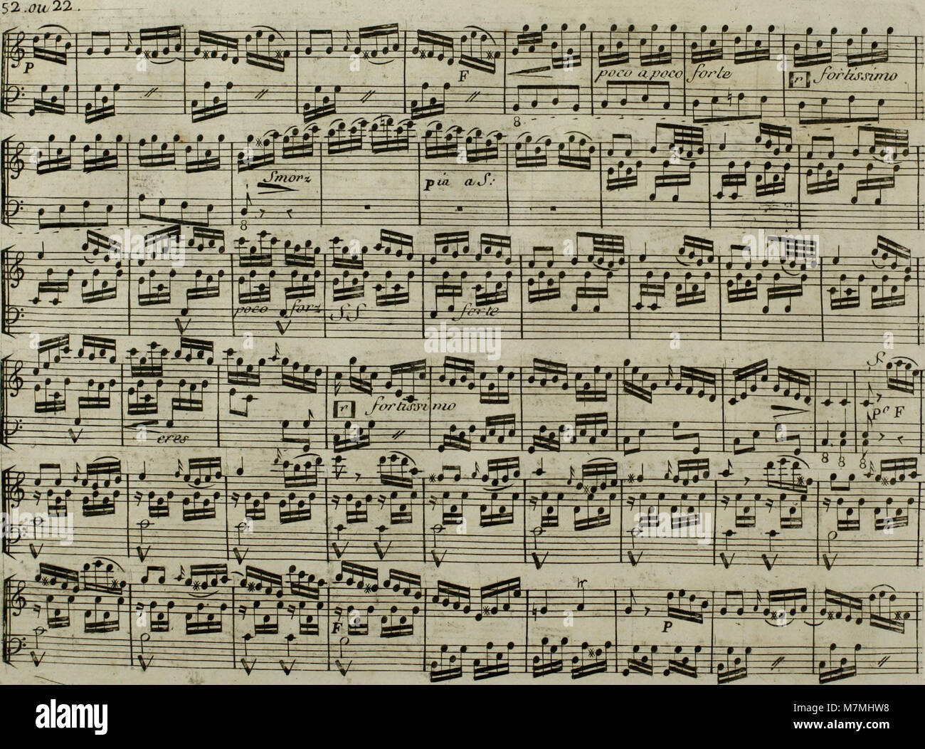 Un arrangement de 1795 de Andante de Joseph Haydn, composé pour harpe avec accompagnement de violon optionnel. La pièce reflète le style classique de Haydn et met en valeur un élégant équilibre mélodique et harmonique. Banque D'Images