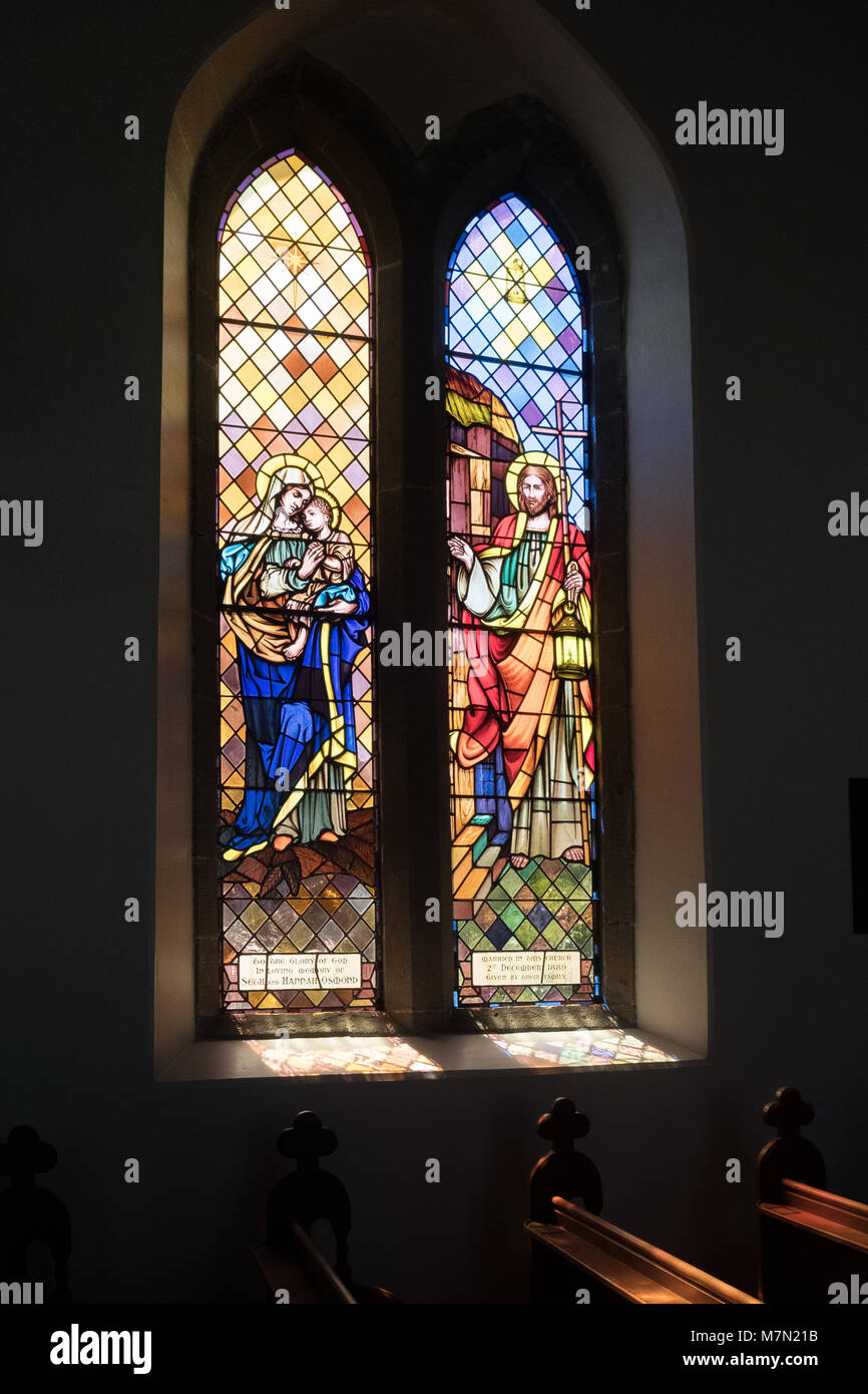 Vitrail à l'église Saint John's, Port Fairy, Victoria, Australie Banque D'Images