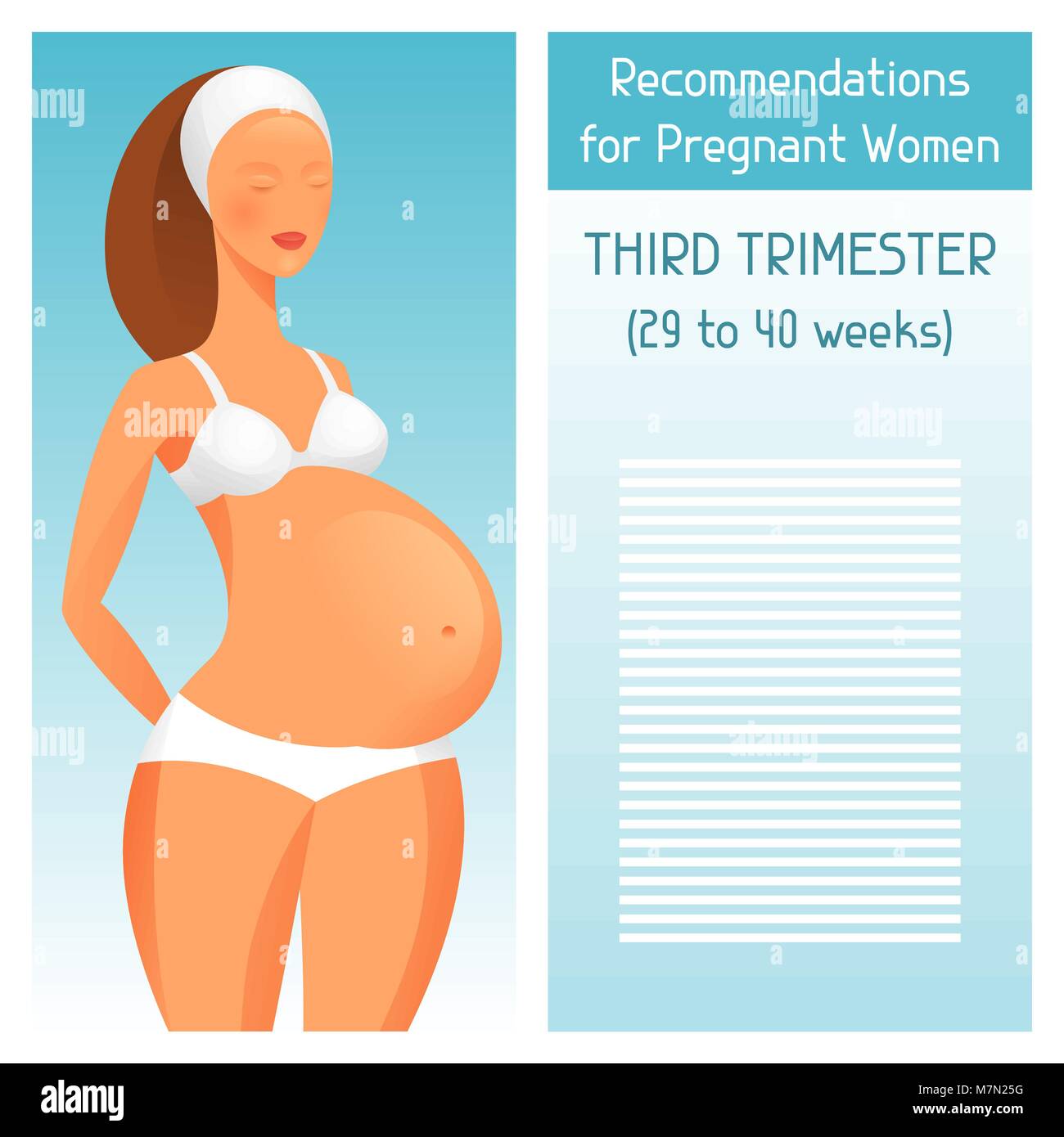 Recommandations pour les femmes enceintes au troisième trimestre de la grossesse Illustration de Vecteur
