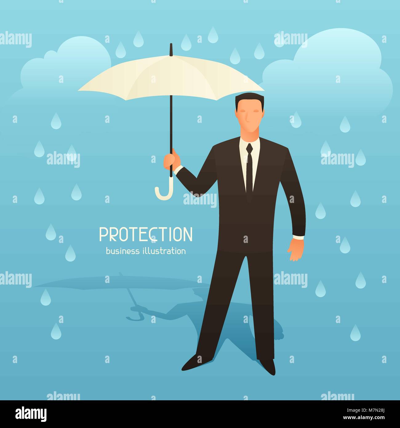 Business Protection illustration conceptuelle avec businessman holding umbrella. Droit pour les sites web, articles, magazines Illustration de Vecteur