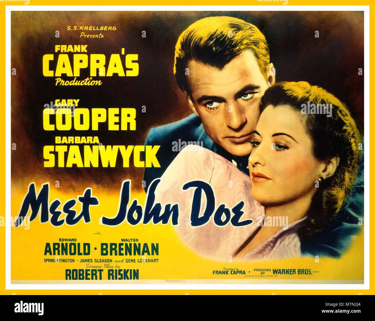Vintage 1941 American Comedy Drama ' Rencontrez John Doe" réalisé et produit par Frank Capra, avec Gary Cooper et Barbara Stanwyck Banque D'Images