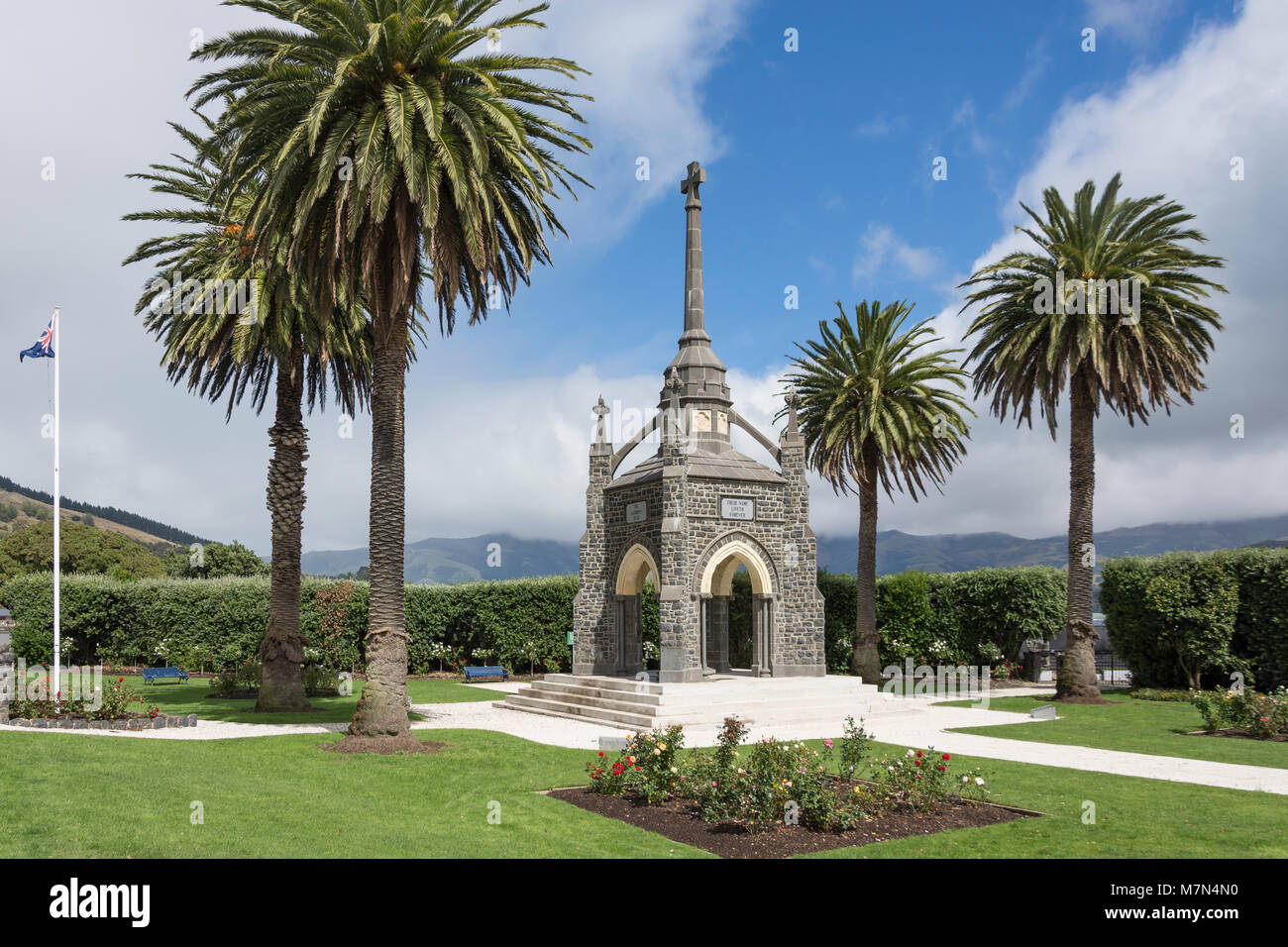 War Memorial Park, rue Lavaud, Akaroa, la péninsule de Banks, région de Canterbury, Nouvelle-Zélande Banque D'Images