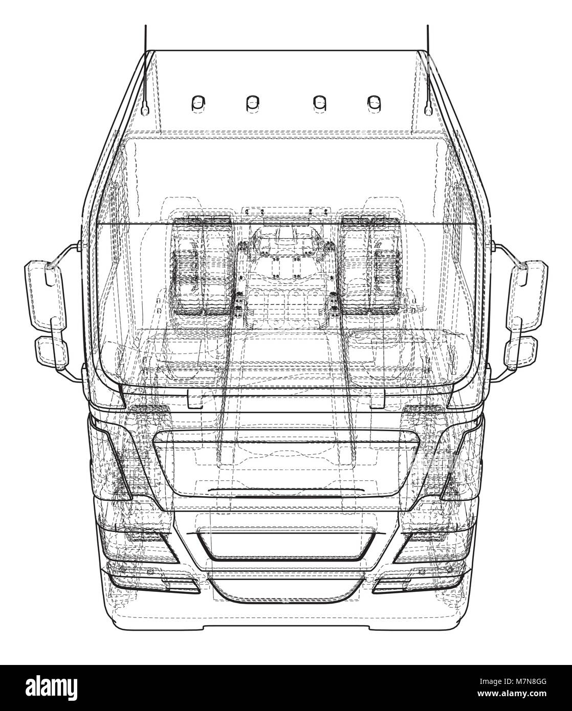 Dump Truck vector illustration. Blanc isolé. Illustration de création 3d. Wire-frame Illustration de Vecteur