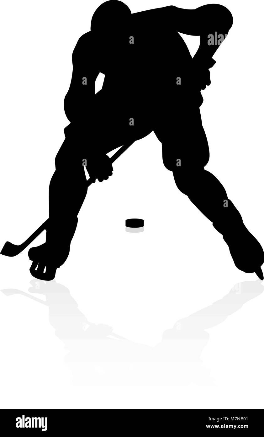 Silhouette de Hockey sur Glace Illustration de Vecteur