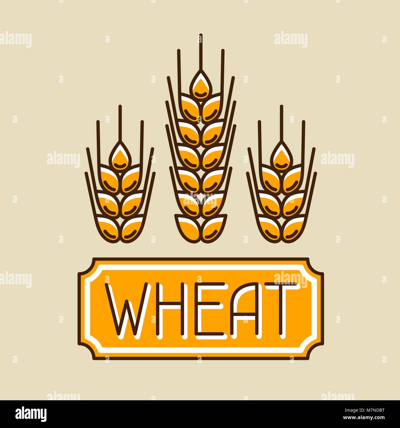 Emblème avec le blé. Droit agricole Golden Ears naturelles d'orge ou de seigle. Pour la décoration d'objets d'emballage, des étiquettes de bière pain Illustration de Vecteur