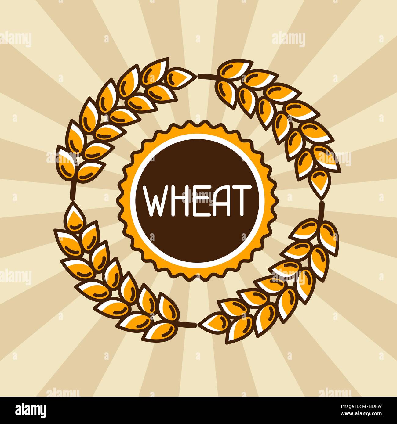 Emblème avec le blé. Droit agricole Golden Ears naturelles d'orge ou de seigle. Pour la décoration d'objets d'emballage, des étiquettes de bière pain Illustration de Vecteur