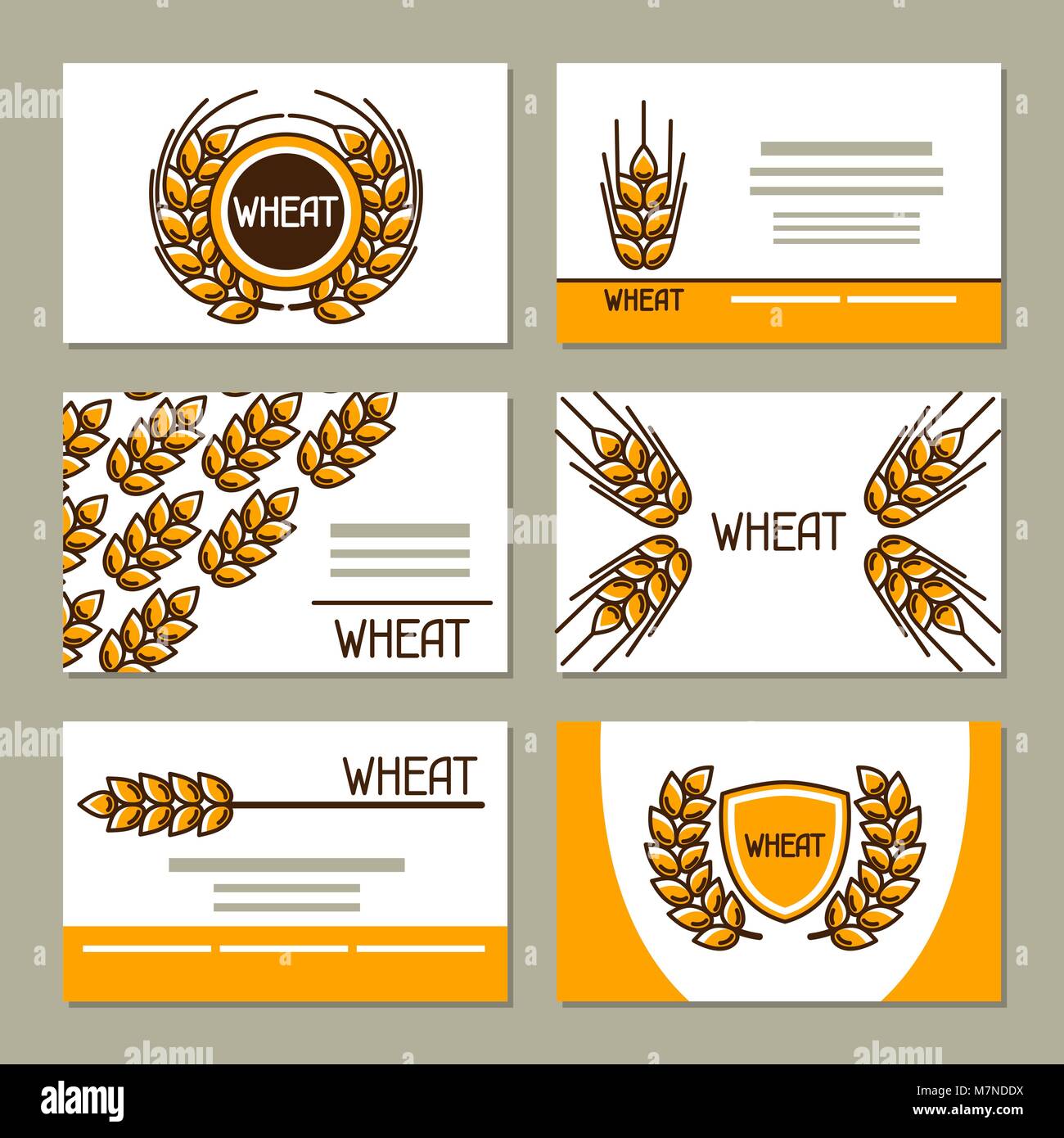 Cartes d'affaires avec le blé. Pour la conception, l'agriculture et l'industrie de la bière de boulangerie Illustration de Vecteur
