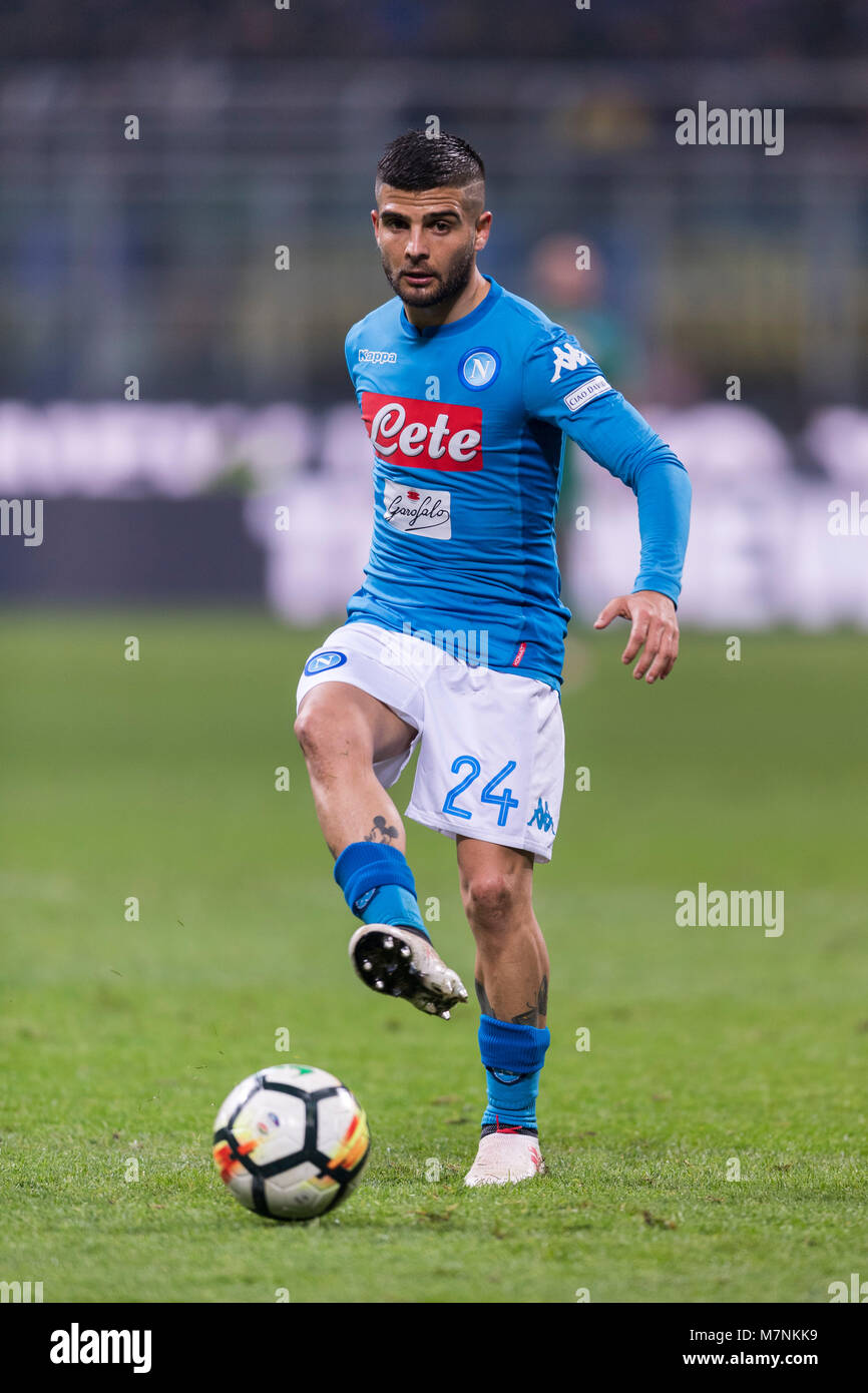 Lorenzo Insigne de Naples au cours de l'Italien 'Serie' un match entre Inter 0-0 Naples à Giuseppe Meazza, le 11 mars 2018 à Turin, Italie. Credit : Maurizio Borsari/AFLO/Alamy Live News Banque D'Images