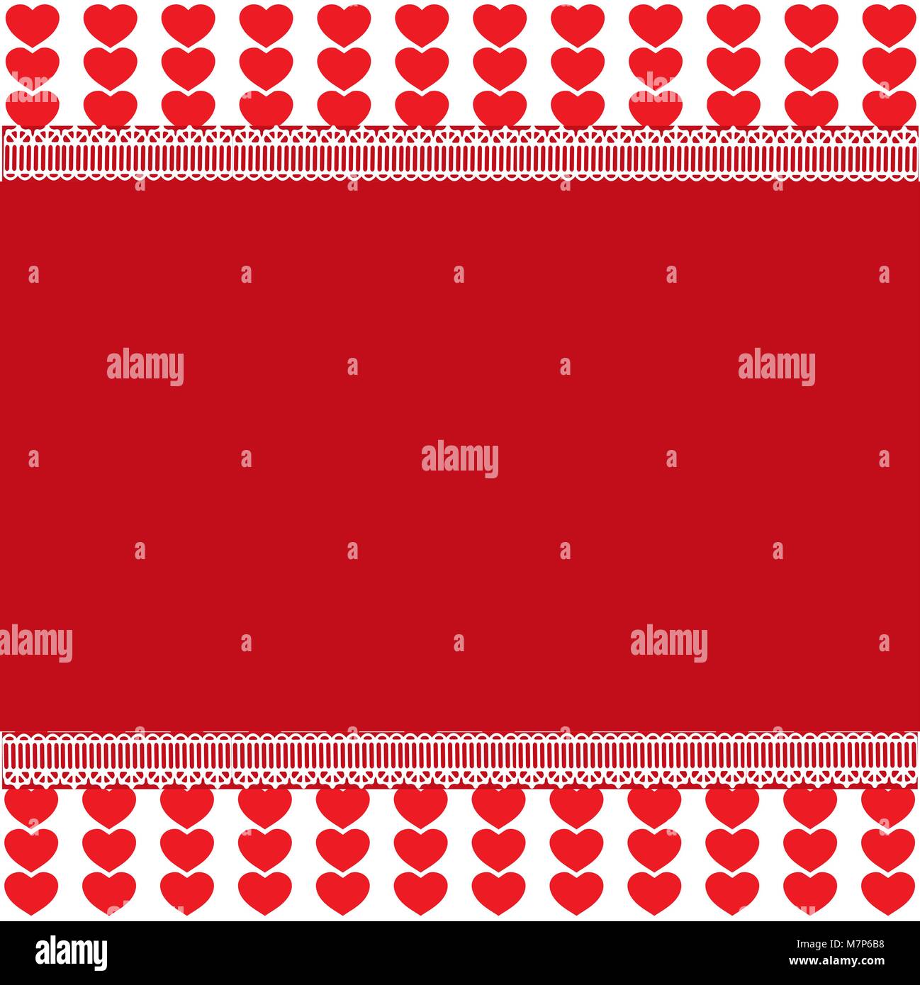 Modèle de fête avec de l'espace pour le texte sur fond rouge et blanc avec rayures rouge coeur et dentelle. L'élément de conception de scénario, l'amour, à la frontière ou valentines w Illustration de Vecteur