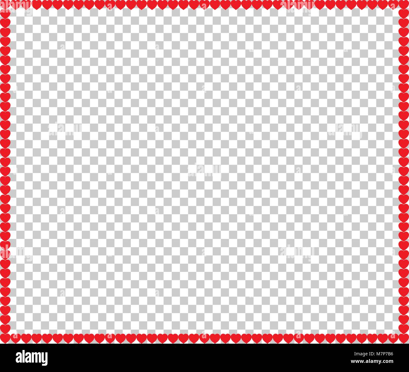 Full-frame border Vector rouge avec coeurs et de l'espace dessin animé pour le texte ou image isolé sur transparent. Valentines Day ou vecteur de mariage, frontière modèl Illustration de Vecteur
