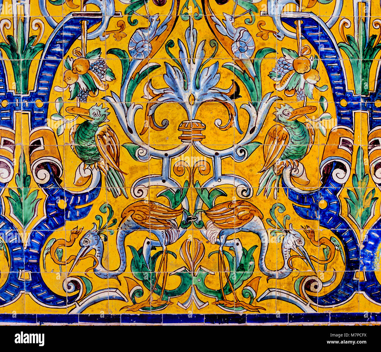 Carreaux émaillés 16ème siècle, palais gothique, Reales Alcazares, Séville, Andalousie, Espagne, Europe Banque D'Images