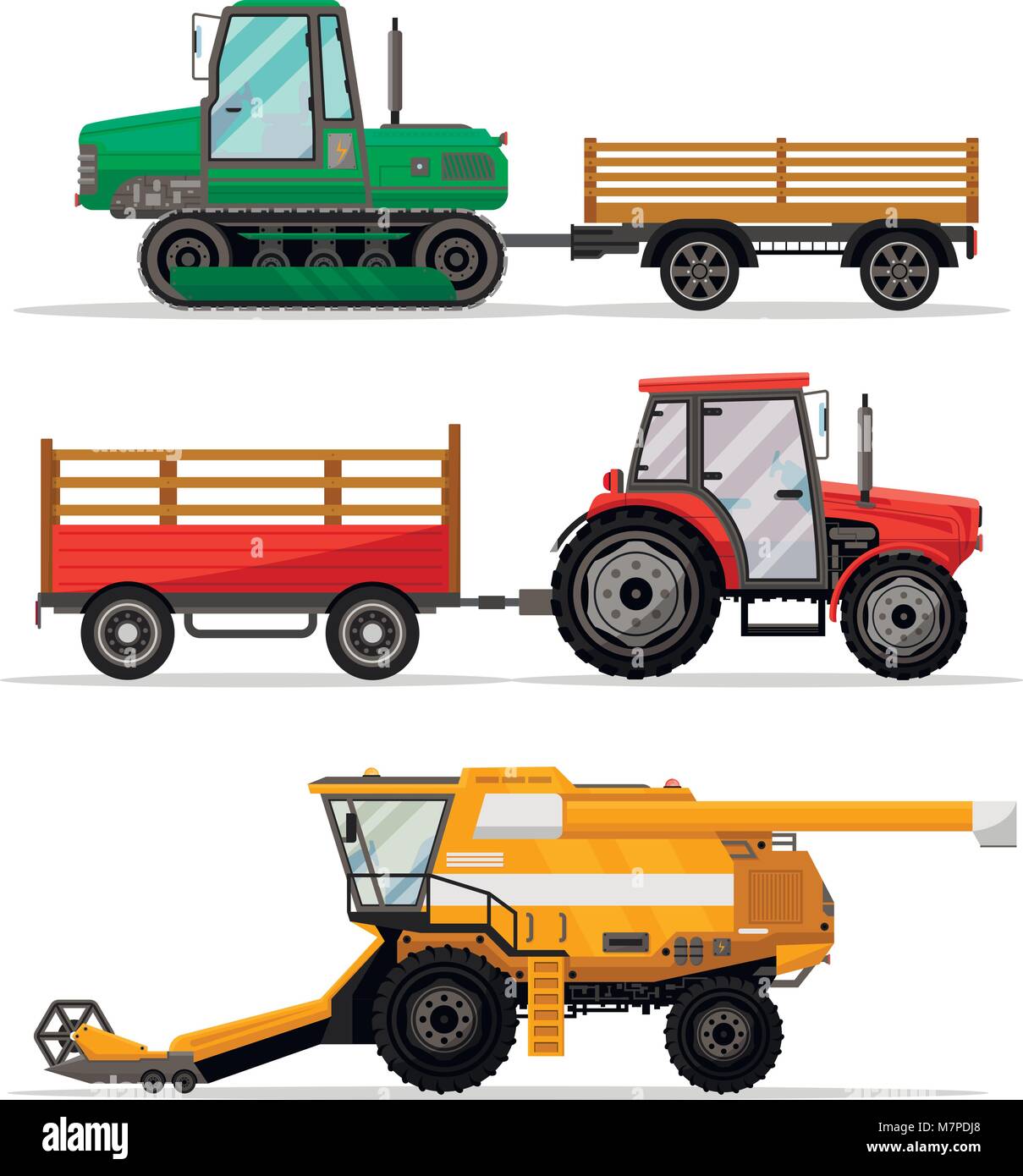 De lourdes machines agricoles pour le travail sur le terrain. Illustration de Vecteur