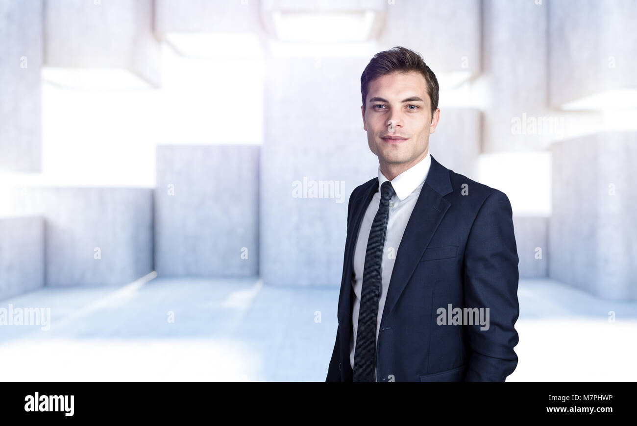 Businessman portrait abstrait et structure moderne en béton texture Banque D'Images
