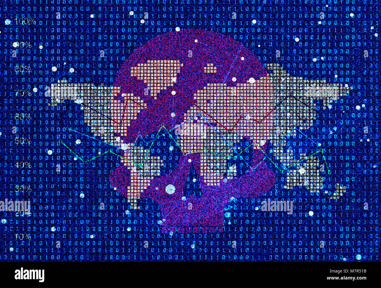 La technologie financière mondiale, les données boursières, carte du monde,squelette Banque D'Images