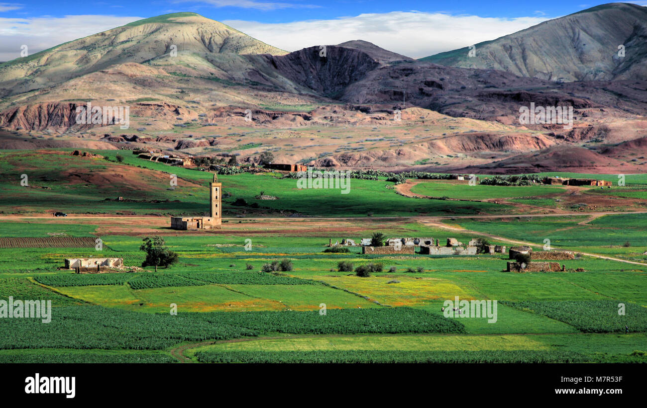 Paysage dans les plaines de Fès au Maroc Banque D'Images