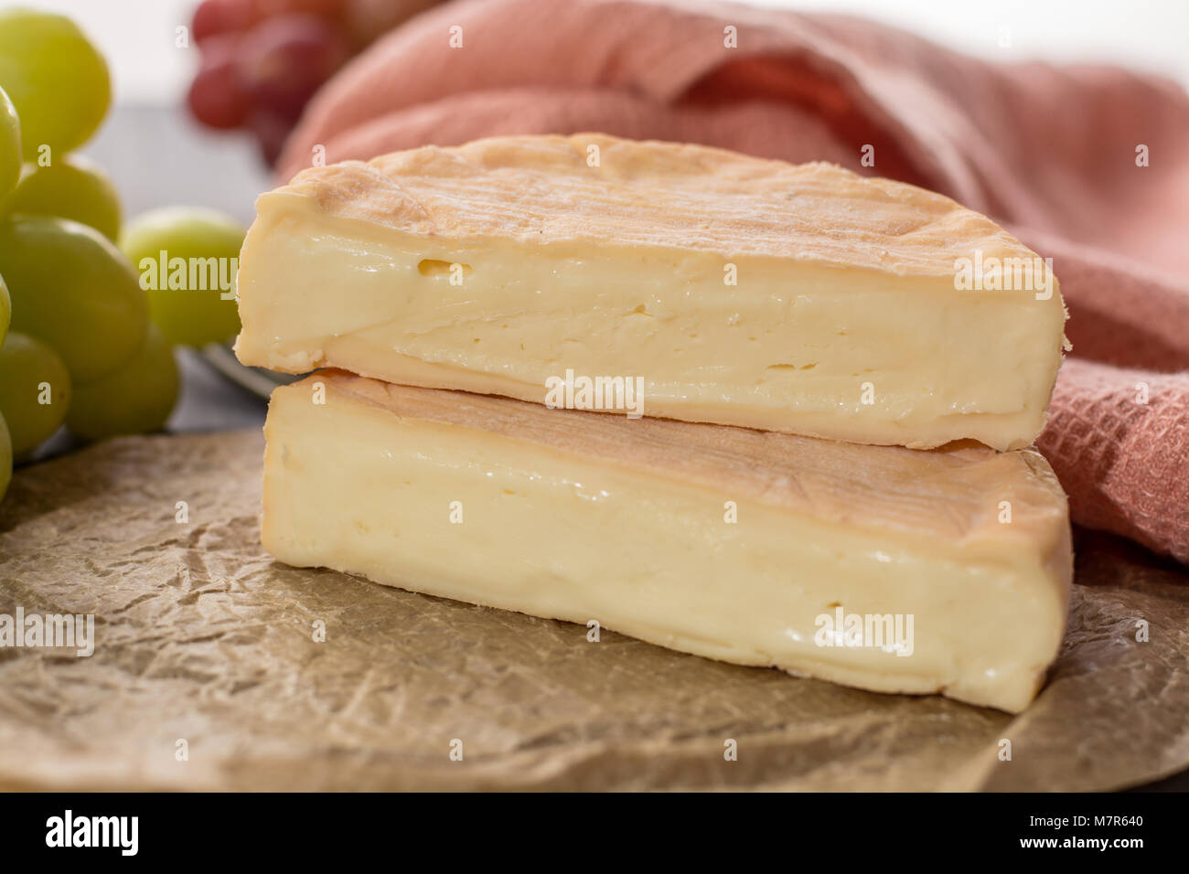 Fromage à forte odeur douce française Munster d'Alsace close up Banque D'Images