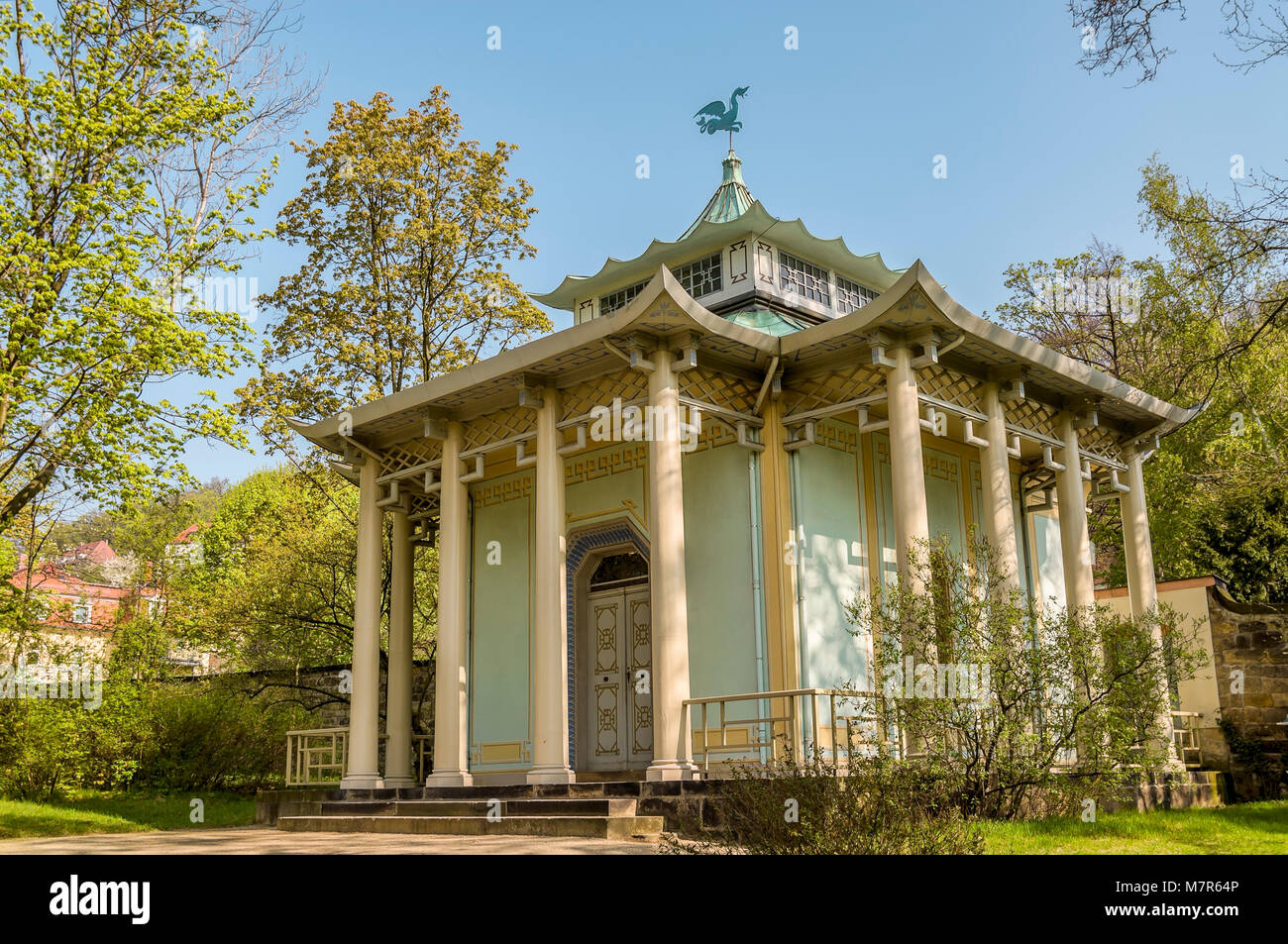 Chinesischer Pavillion im Schlosspark Pillnitz, Dresde, Saxe, Allemagne Banque D'Images