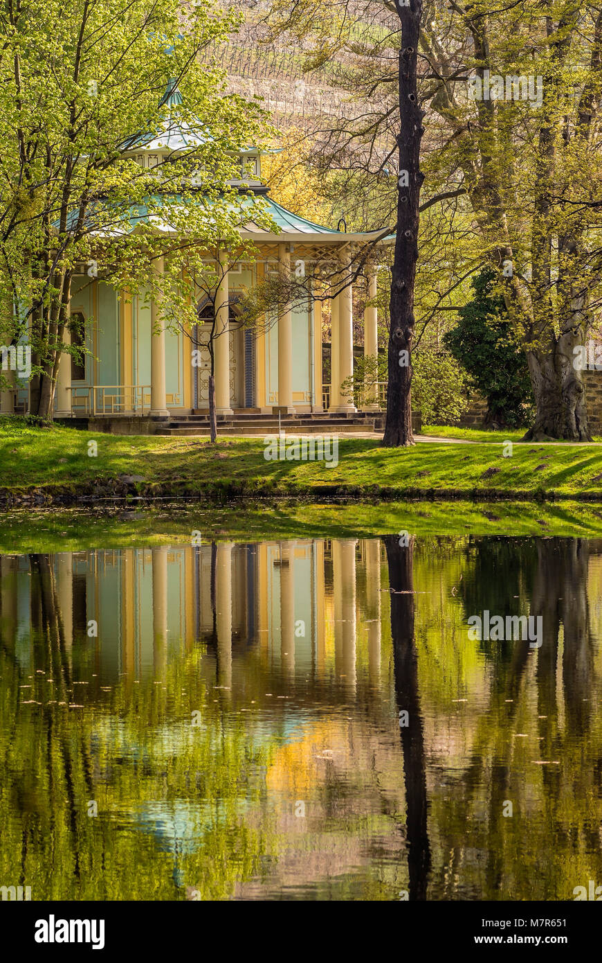 Chinesischer Pavillion im Schlosspark Pillnitz, Dresde, Saxe, Allemagne Banque D'Images