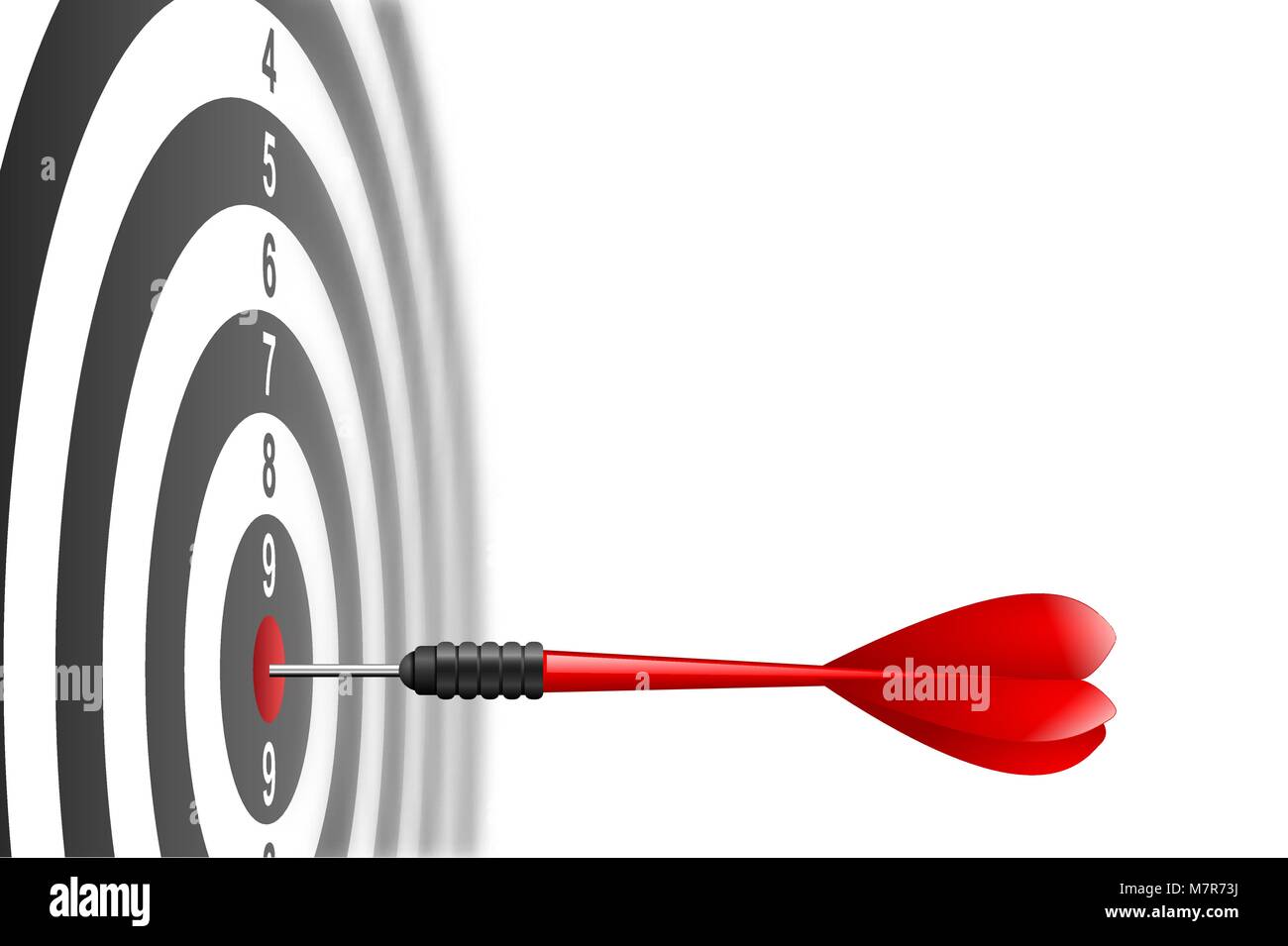 Vector red dart de frapper la cible en flèche centre de cible. La métaphore pour cible, concept gagnant. Isolé sur fond blanc Illustration de Vecteur