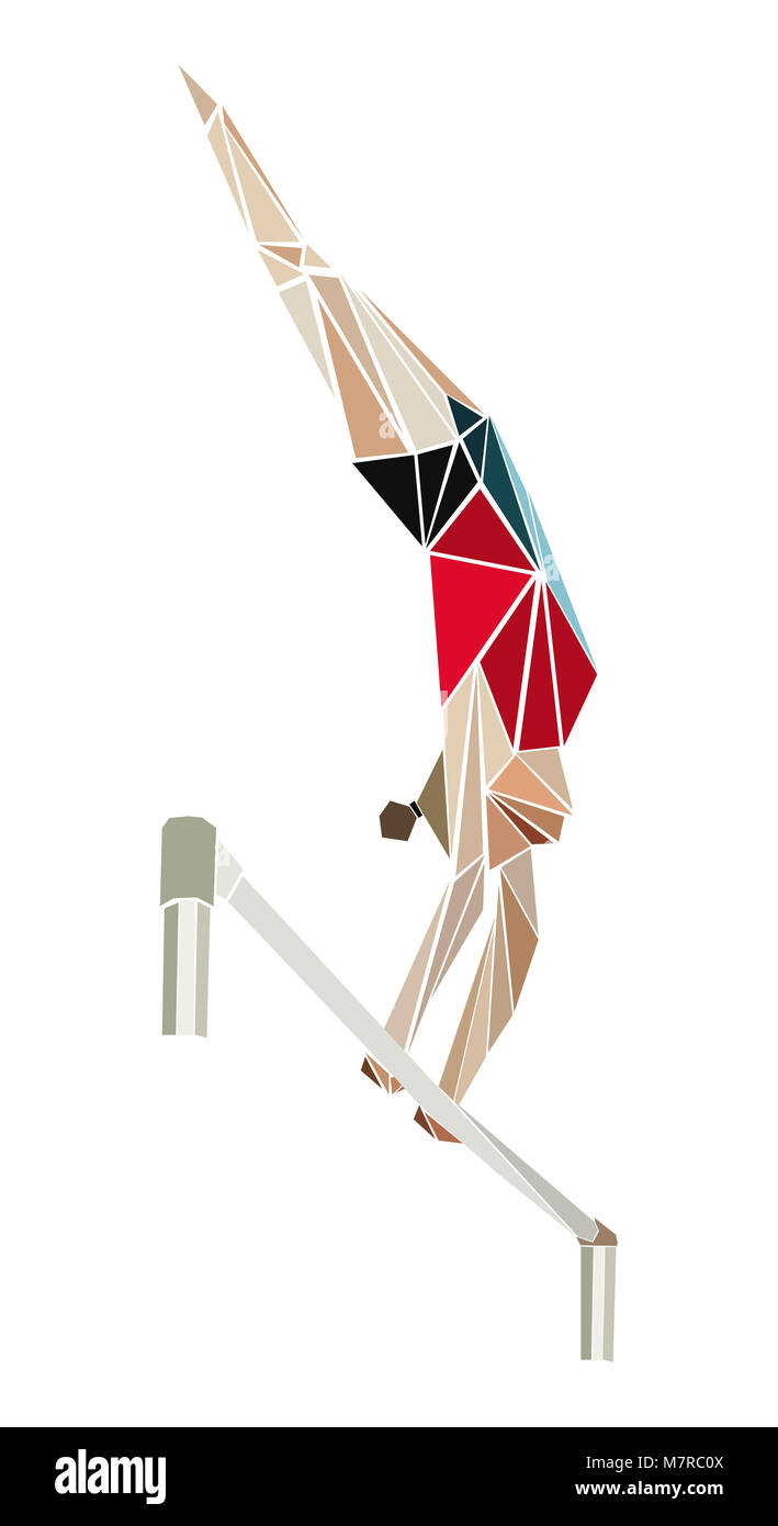 Gymnaste de gymnastique artistique en barres asymétriques Banque D'Images