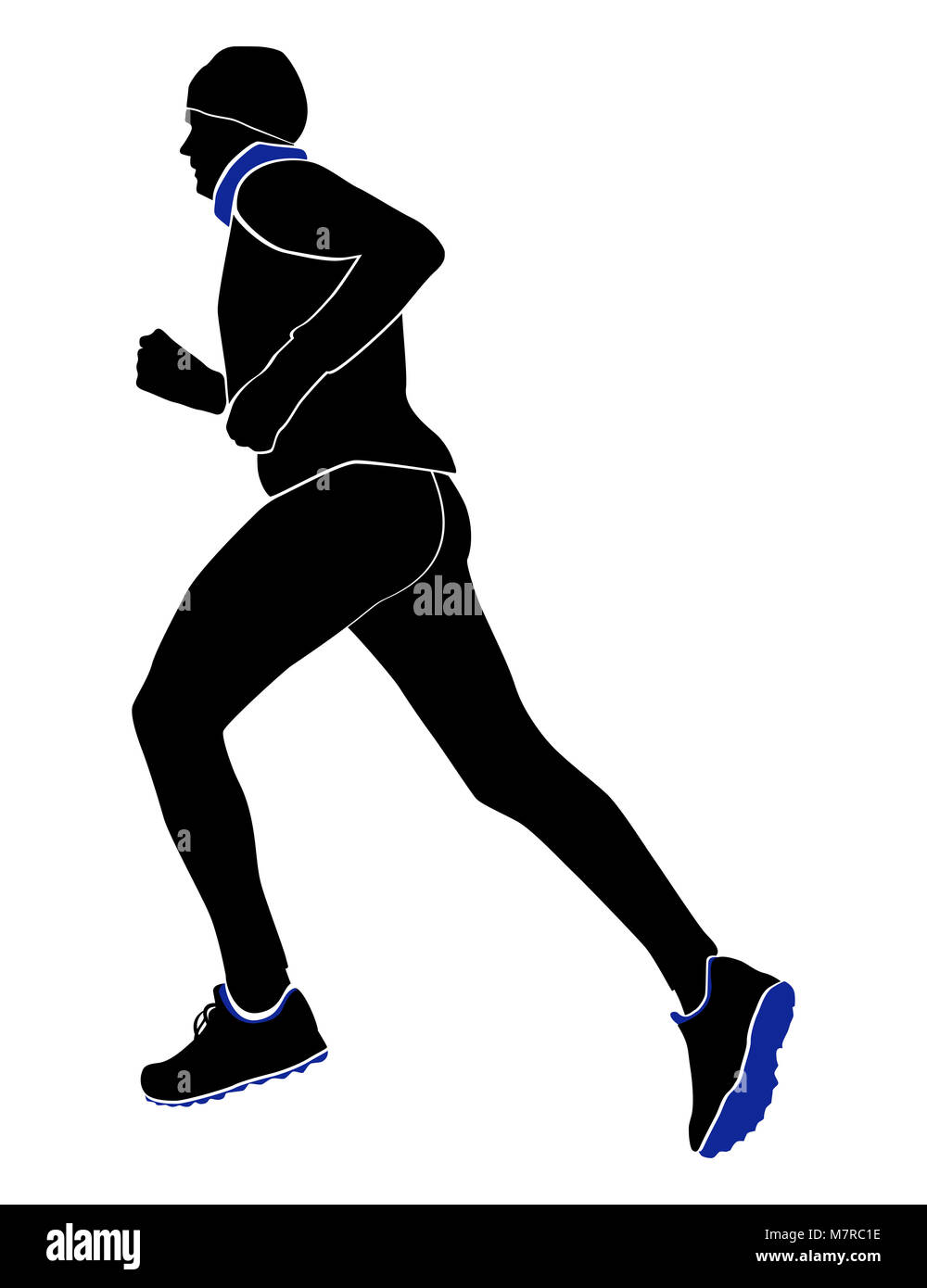 Homme runner run froid en hiver, chapeau, gants et écharpe Banque D'Images