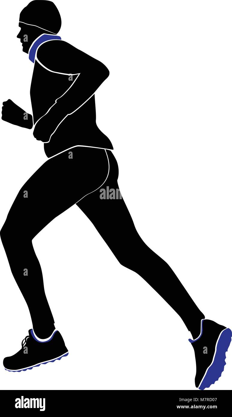 Homme runner run froid en hiver, chapeau, gants et écharpe Illustration de Vecteur