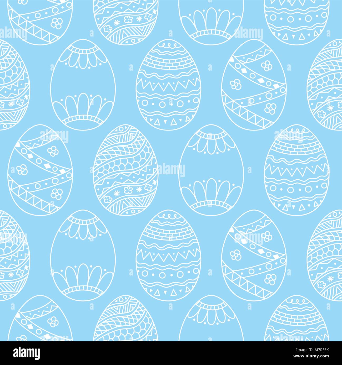 Seamless Vector pattern simple avec des oeufs de pâques. Maison de vacances de Pâques oeufs d'ornement de l'arrière-plan bleu Illustration de Vecteur