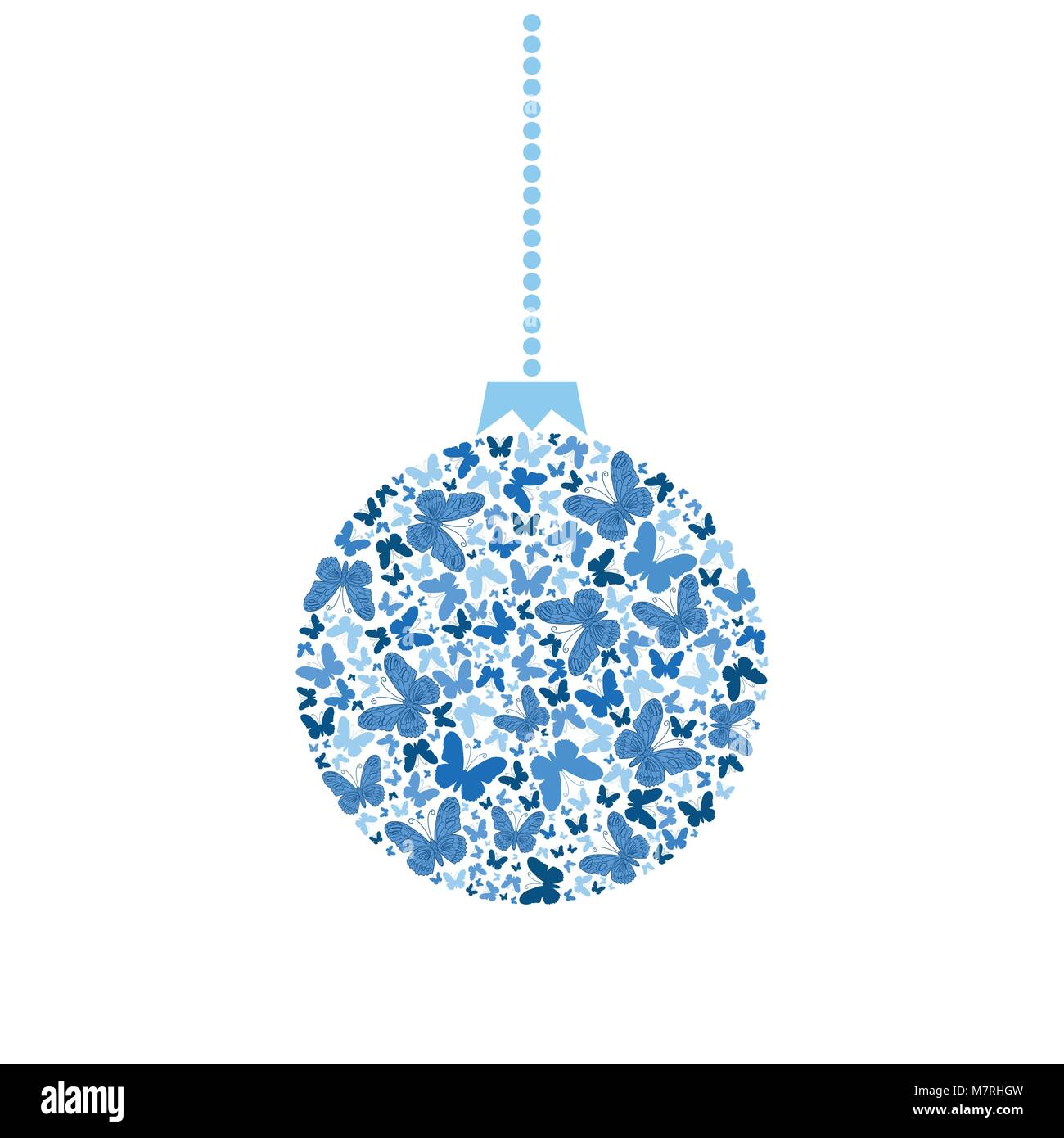 Vector Christmas Tree ball de papillons bleus Illustration de Vecteur