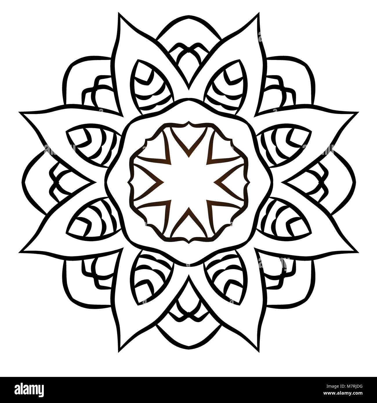 illustration vectorielle de mandala noir et blanc Illustration de Vecteur