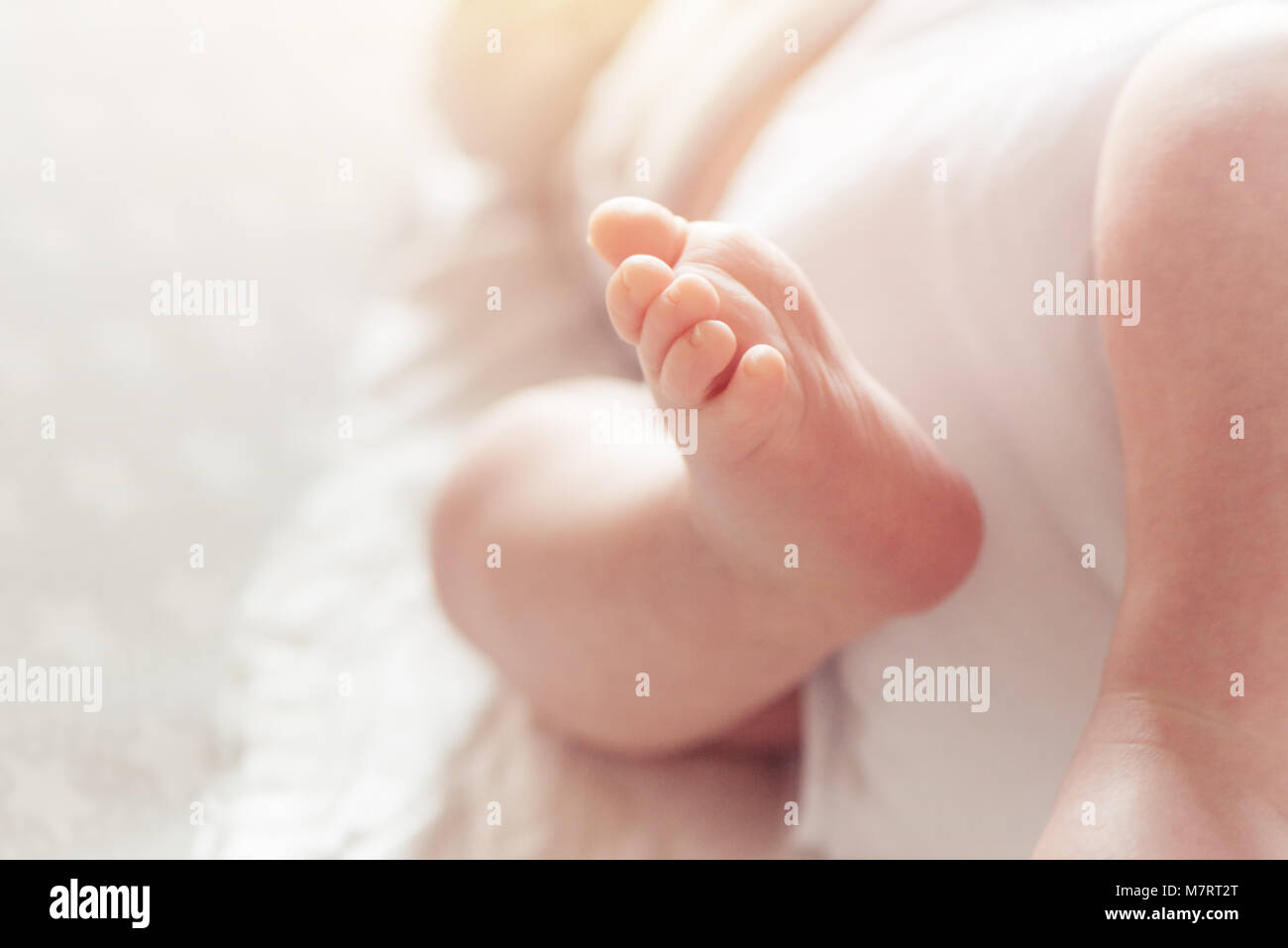 Close up d'un mois bébé garçon pied avec selective focus Banque D'Images