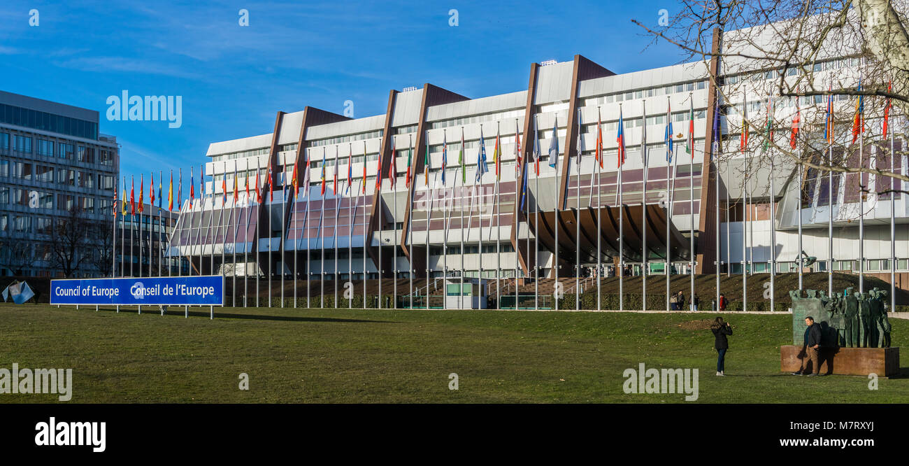 Bâtiment de la siège du Conseil de l'Europe situé à Strasbourg, France. Banque D'Images