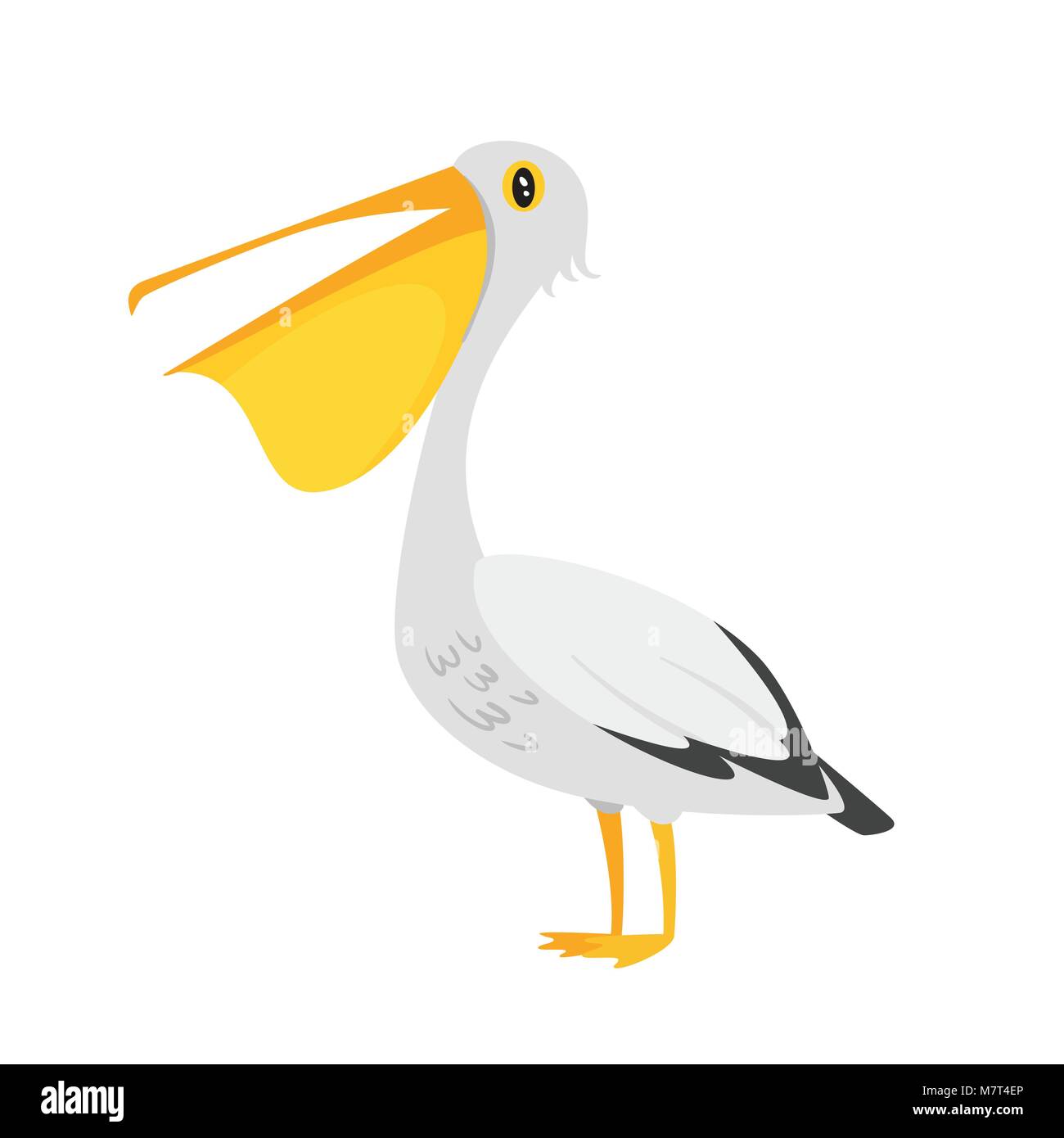 Illustration D'autocollant De Dessin Animé Volant Oiseau Pélican